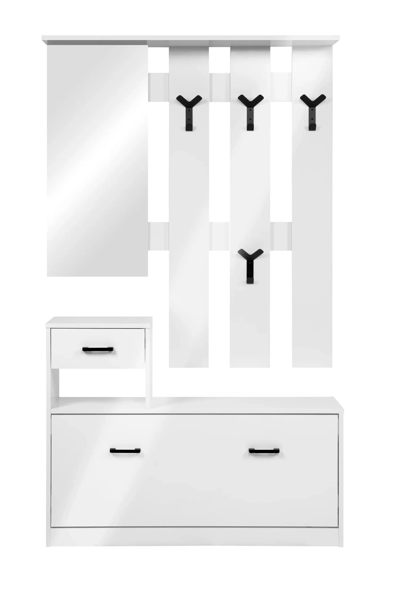 Kleingarderobe- B ca. 100 cm, Weiß, Hochglanz