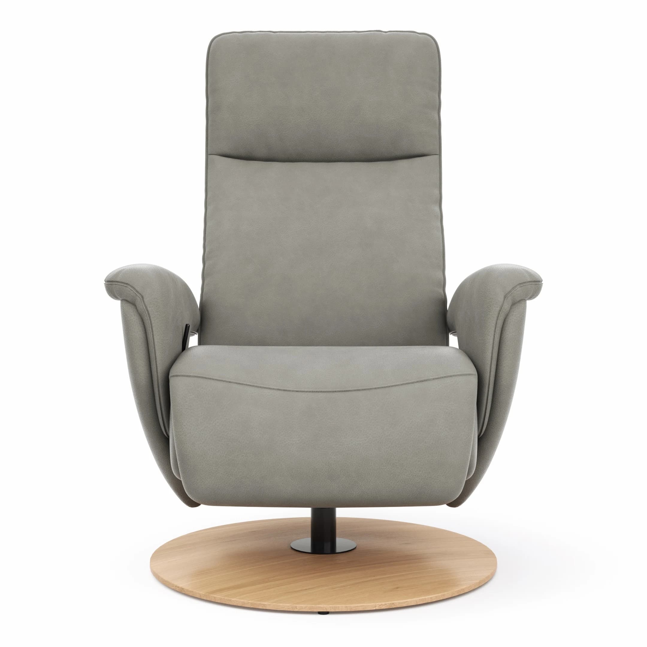 Sessel Tulsa Relax - Größe M, inkl. Kopf-/Fußteil/Rückenlehne verstellbar, Leder, Graubeige