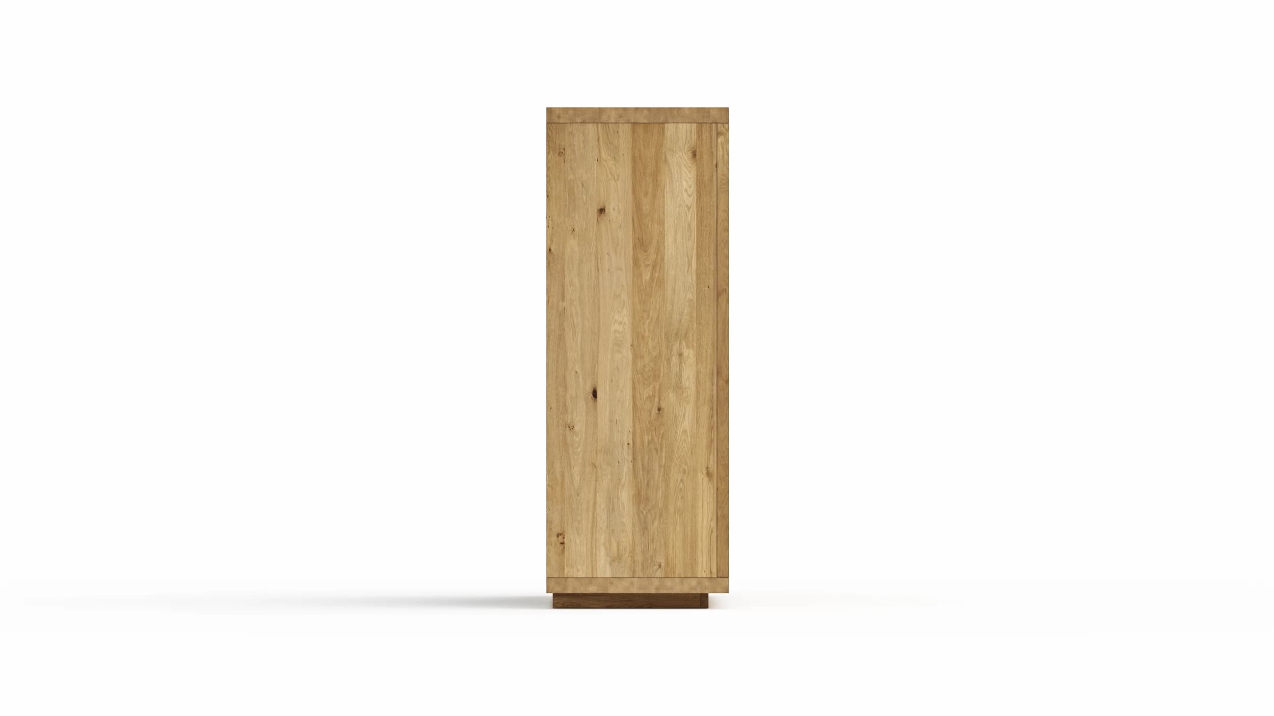 Highboard Bakersfield - inkl. Beleuchtung, Rückwand mit Holzschindeln, Asteiche massiv, geölt