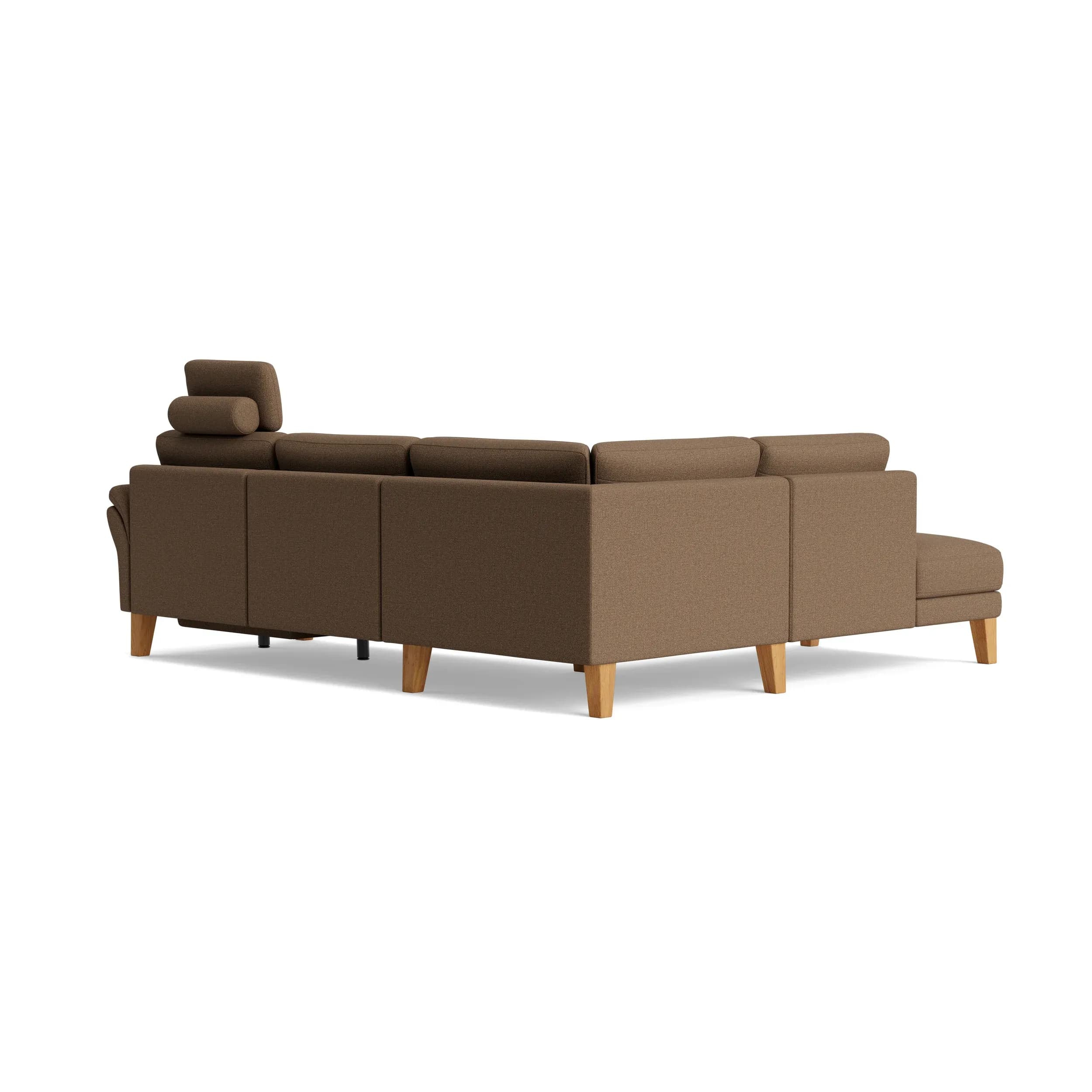 Ecksofa Rockport A - Ecke links mit 2,5-Sitzer, inkl. Relaxfunktion (motorisch), Sitzauszug (motorisch), Armlehne klappbar, Kopfstütze verstellbar, Stoff, Caramel