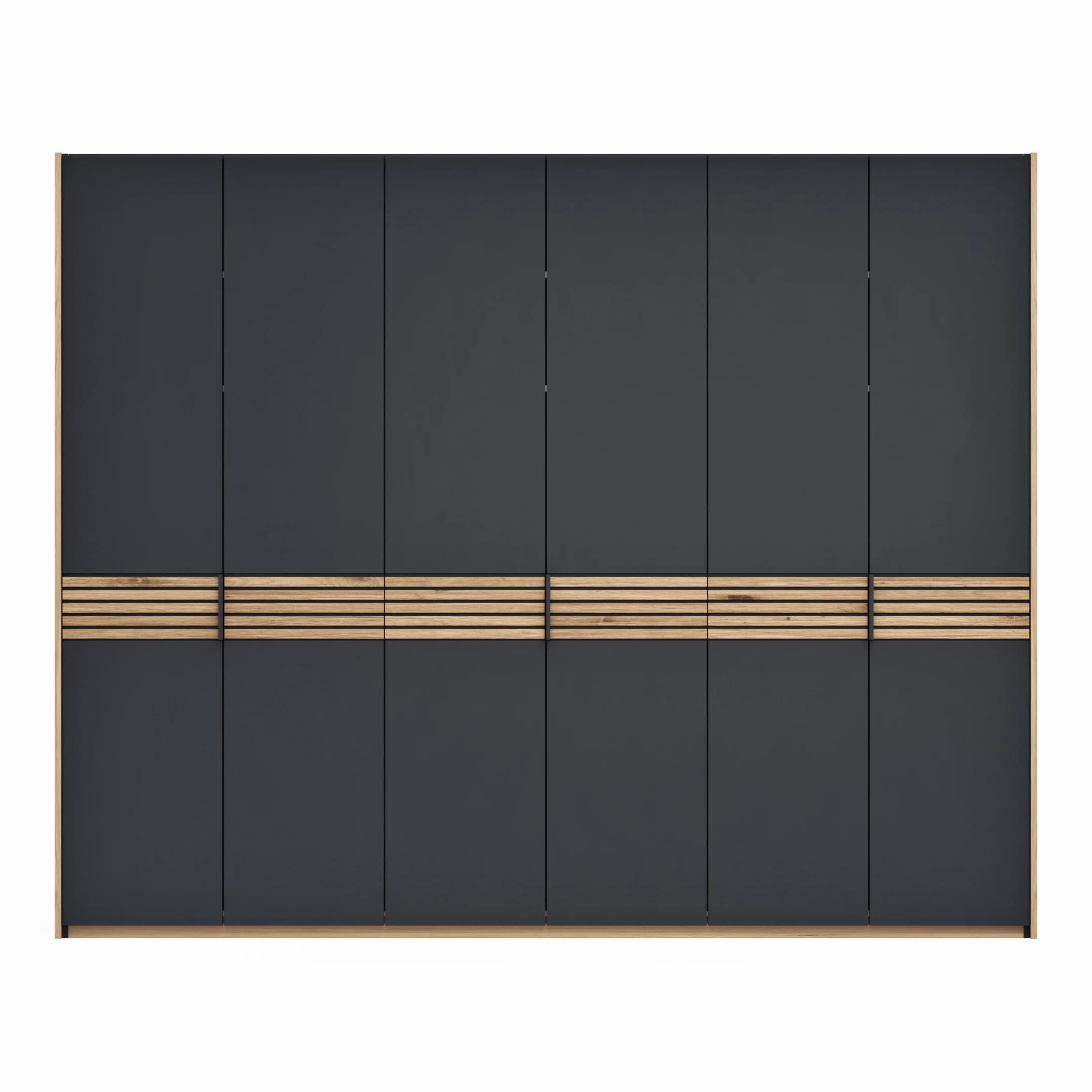 Drehtürenschrank Viana - B ca. 303cm, Lack, Anthrazit