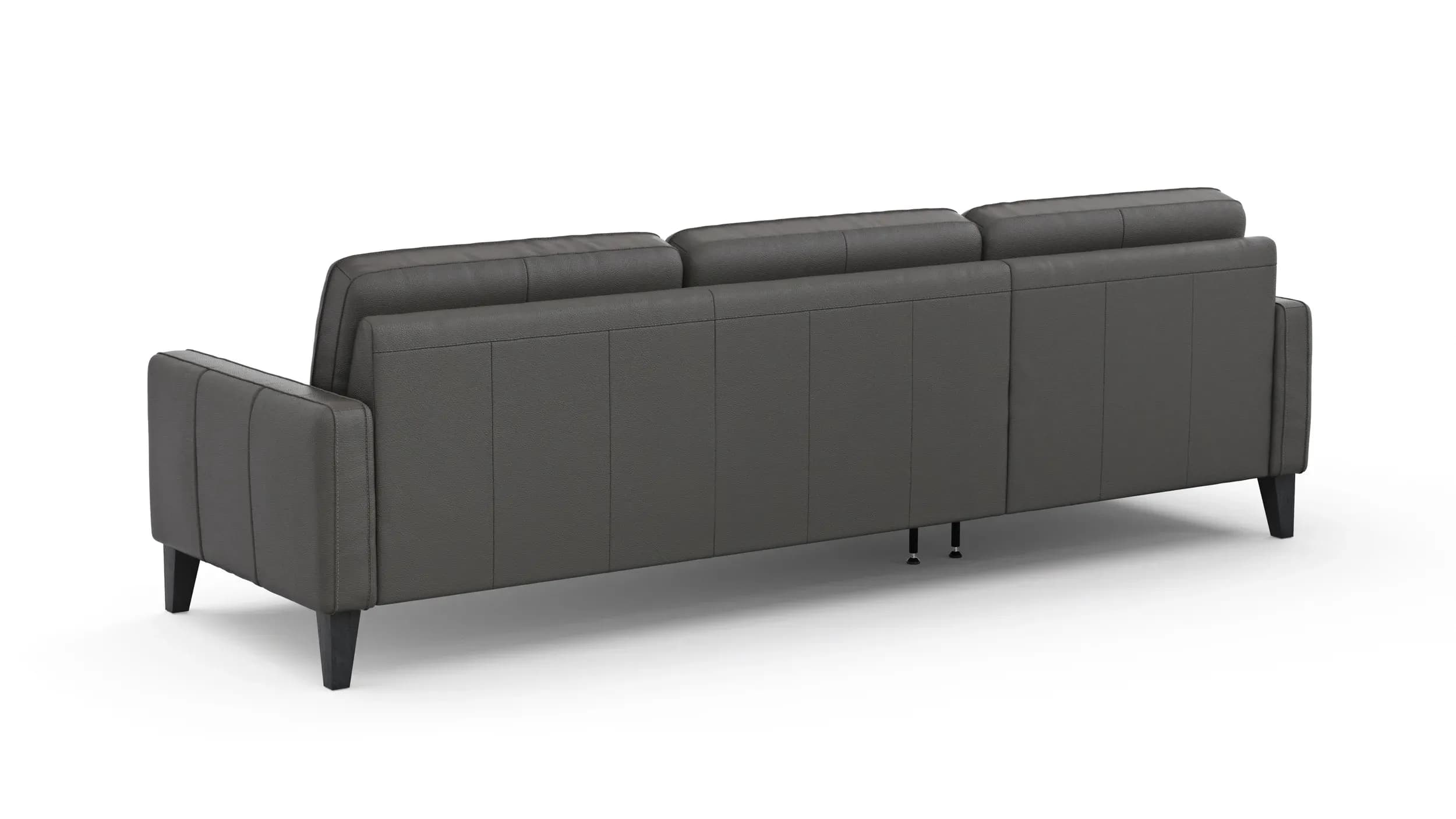Ecksofa Matero - Longchair mit 2,5-Sitzer rechts, Leder, Anthrazit