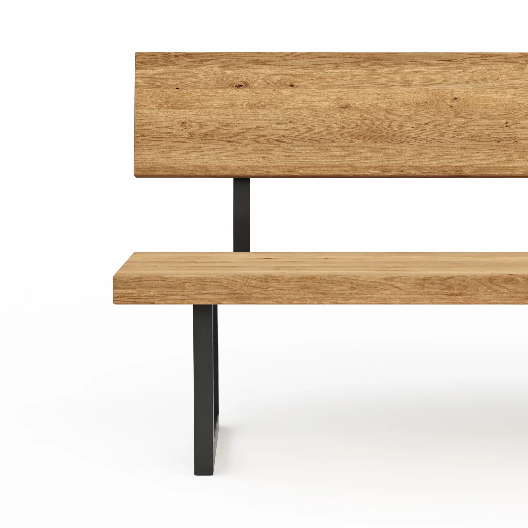 Holzbank Clifton - mit Rückenlehne, Breite ca. 220cm, Zerreiche massiv, natur