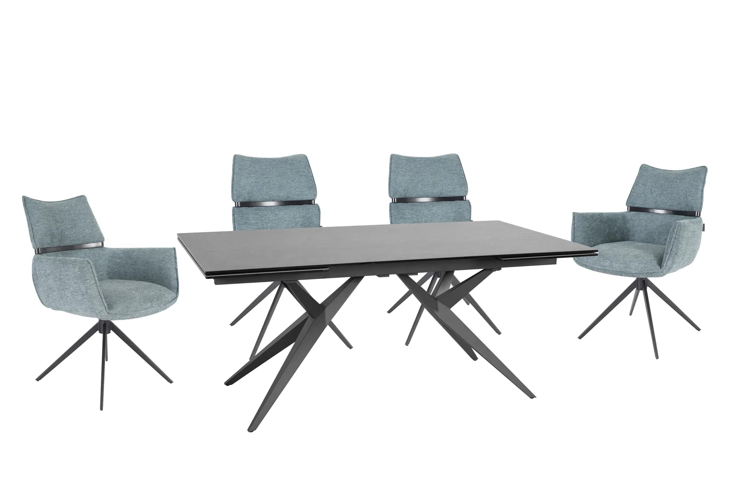 Esstisch MICHELA - ausziehbar, LB ca. 180x95 cm, Glaskeramik, Dunkelgrau