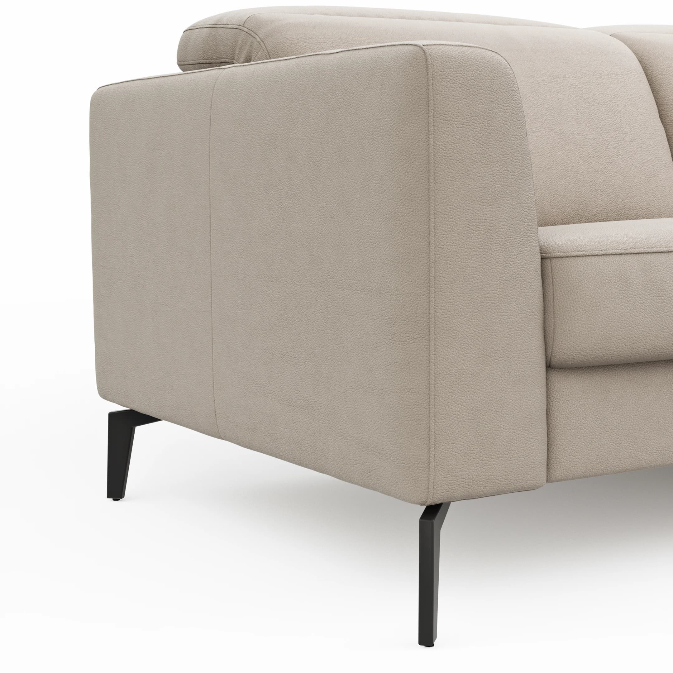 Ecksofa Rafaela 2.0 - 2,5-Sitzer mit Longchair rechts inkl. Kopfteilverstellung, Leder, Champagner