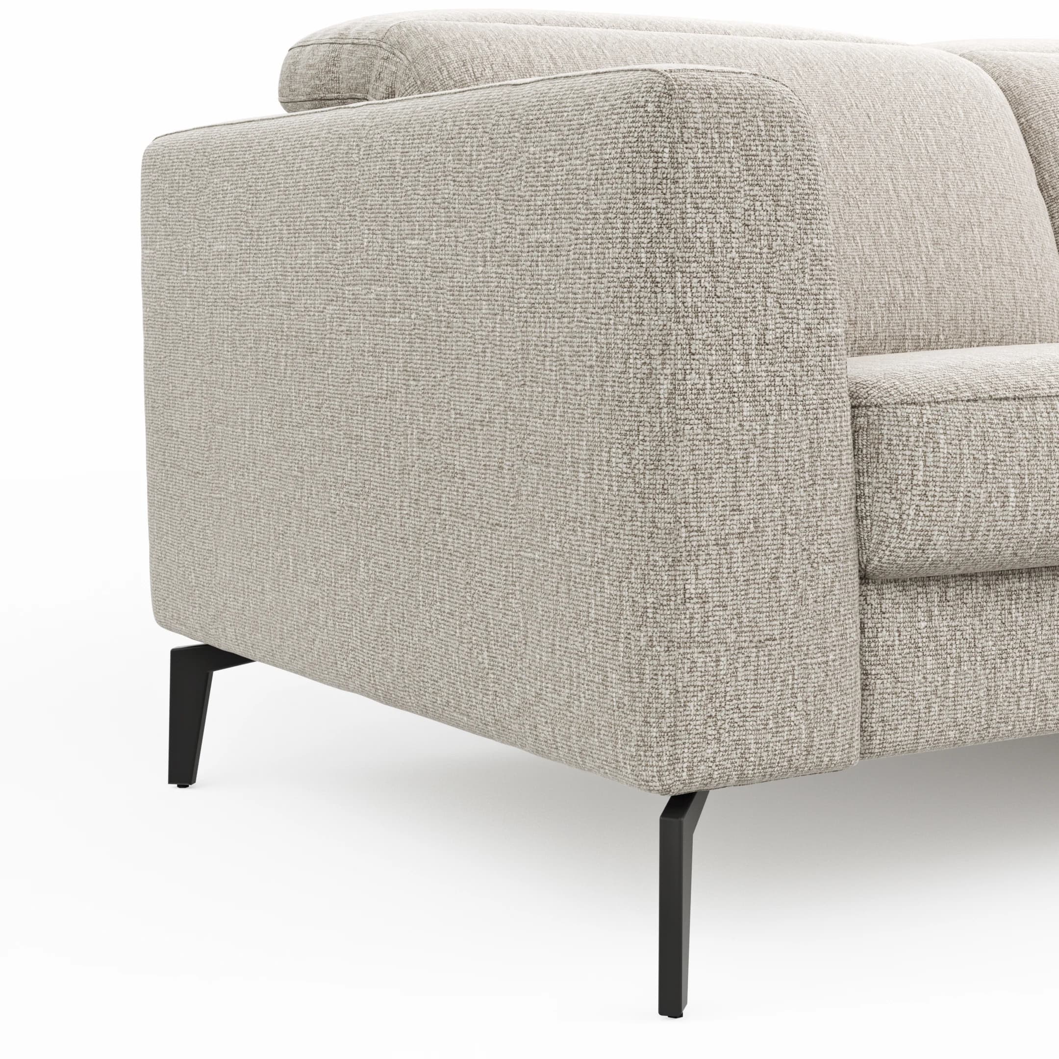 Ecksofa Rafaela 2.0 - 2,5-Sitzer mit Longchair rechts inkl. Kopfteilverstellung, Stoff, Champagner