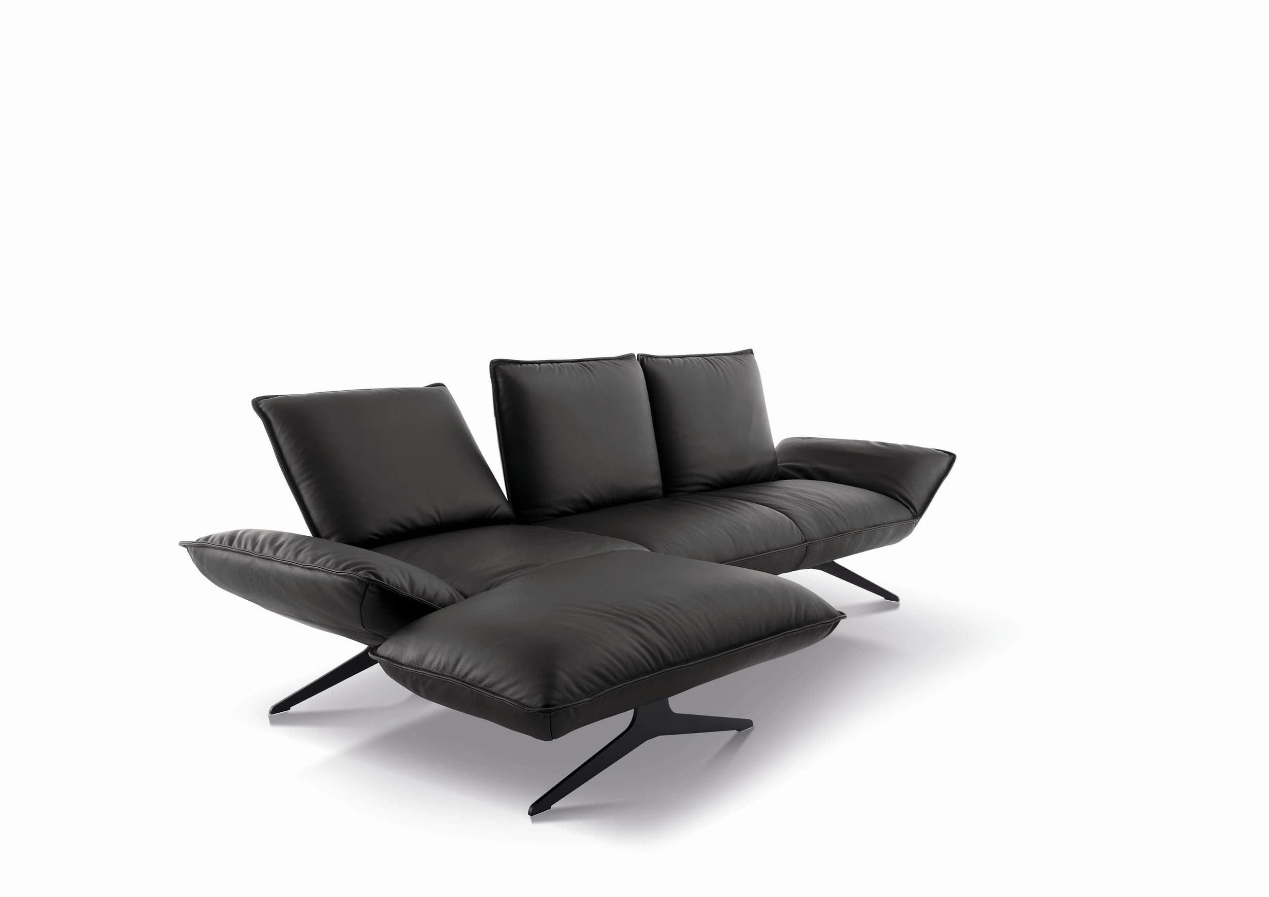 Ecksofa - Longchiar links mit 2-Sitzer, Rückenlehne/Armlehne verstellbar, Leder, Lava