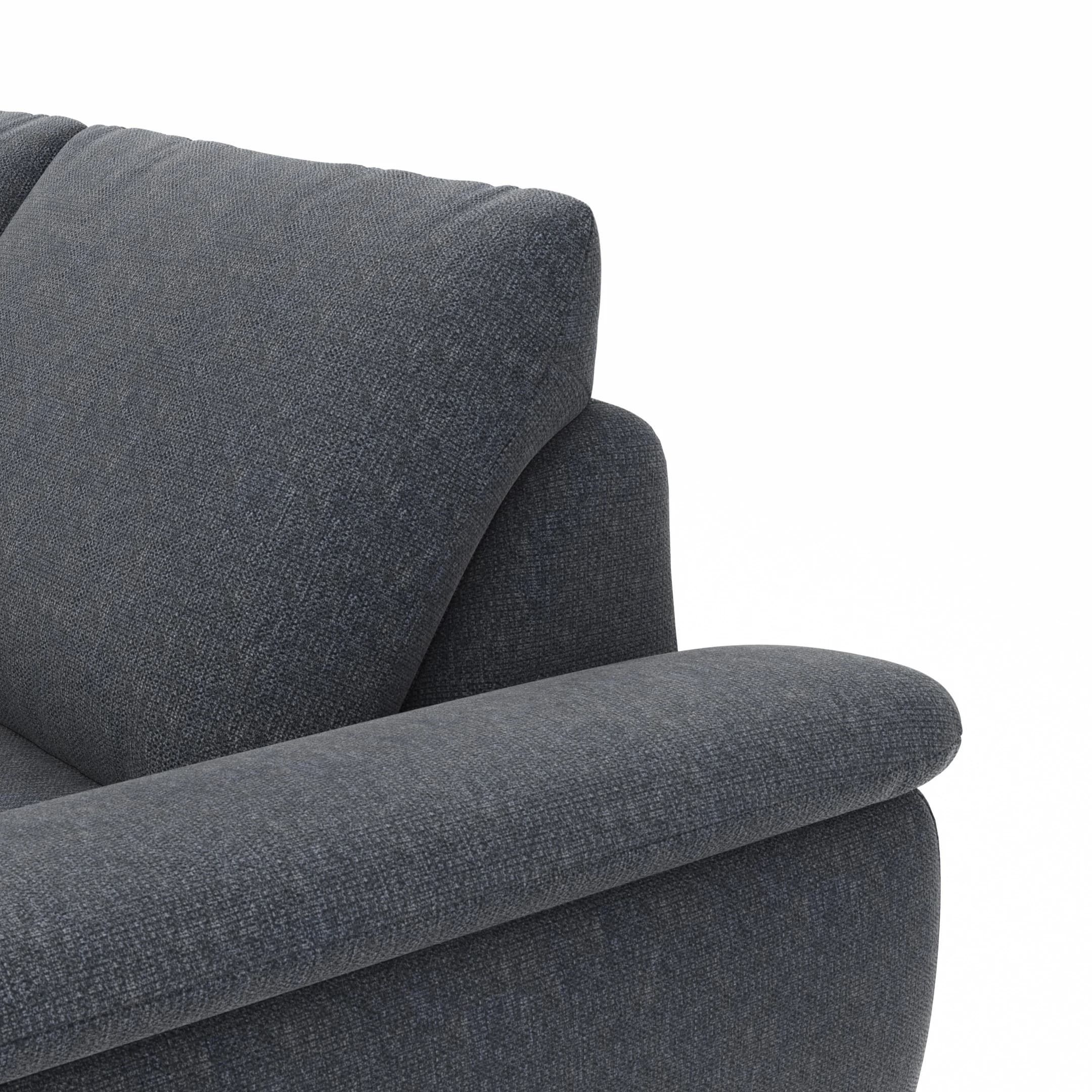 Ecksofa Gotera - Longchair groß mit 1,5-Sitzer med + 1,5-Sitzer med rechts inkl. Schlaffunktion (teilmotorisch), Armlehne klappbar, Rückenlehne verstellbar  und einmal Relaxfunktion (teilmotorisch), Stoff, Anthrazit