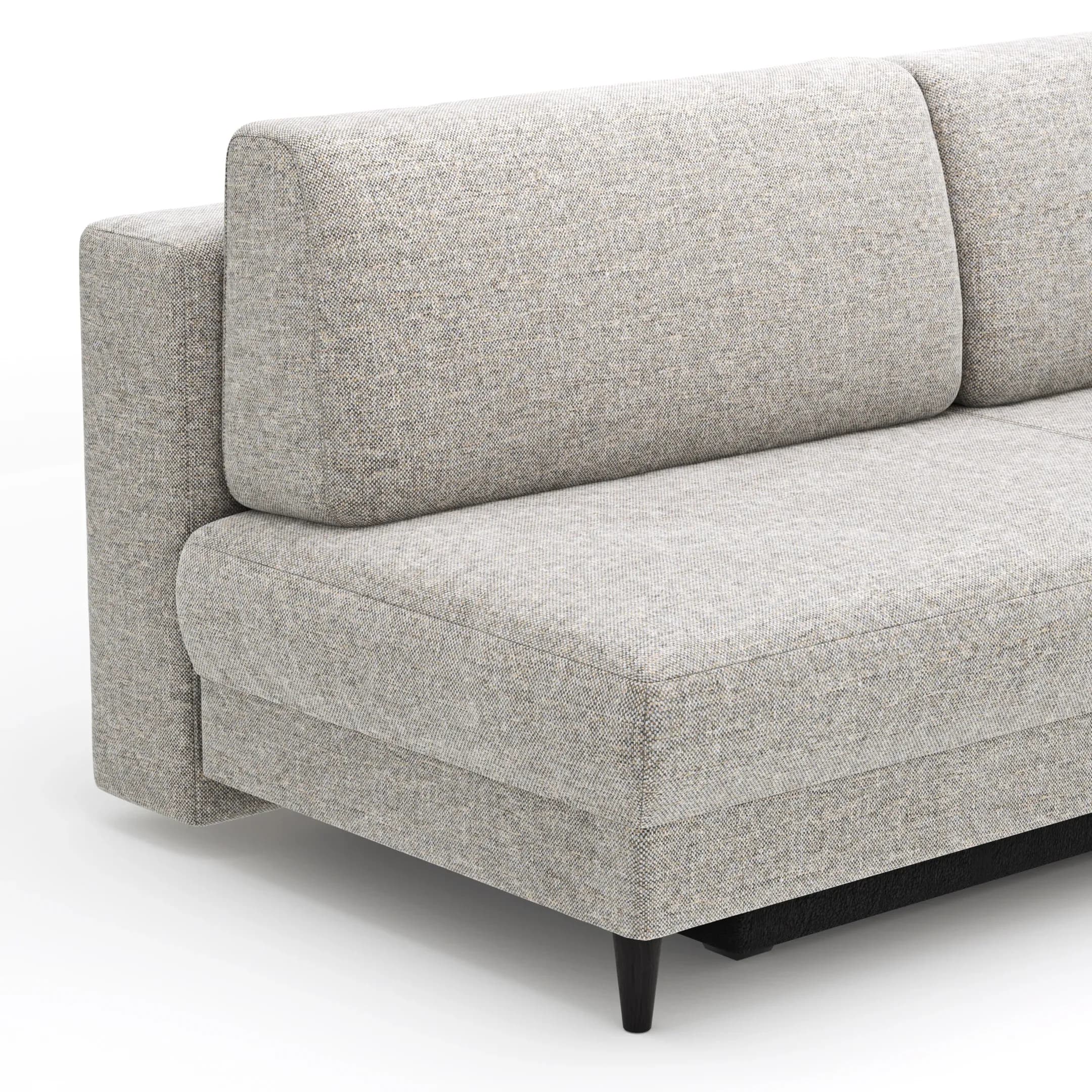 Schlafsofa Salema - 3-Sitzer mit Schlaffunktion (Liegefläche ca. 150x200cm), Stoff, Kiesel