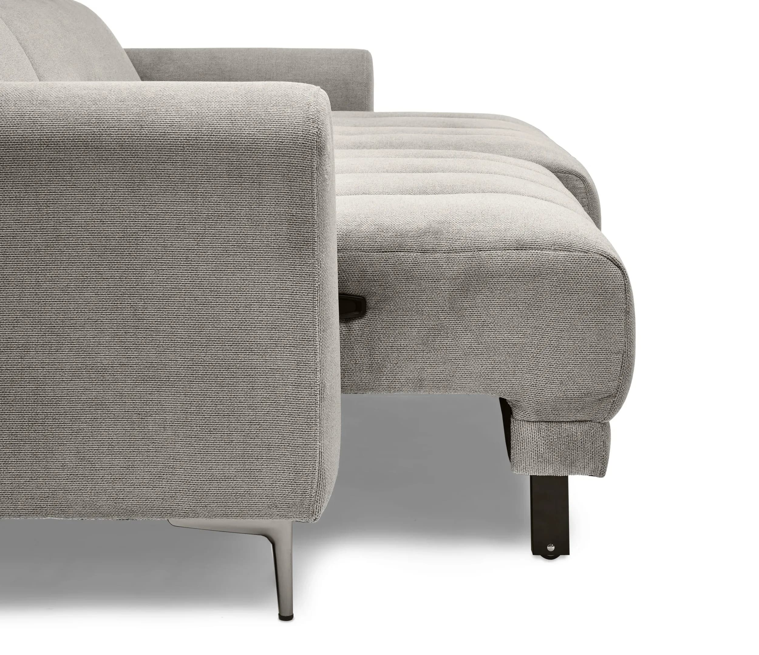 Ecksofa MINAO - 1,5-Sitzer mit Longchair rechts, Sitztiefe verstellbar motorisch, Kopfteil verstellbar, Stoff, Truffle