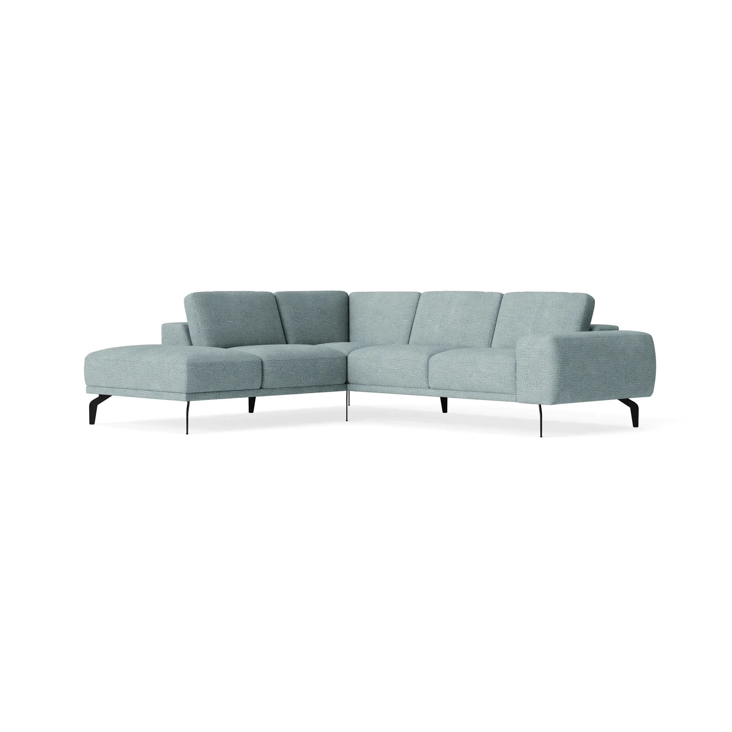 Ecksofa Benissa - Ecke und Abschlussteil mit 2,5-Sitzer rechts inkl. Rückenlehne verstellbar, Stoff, Hellblau