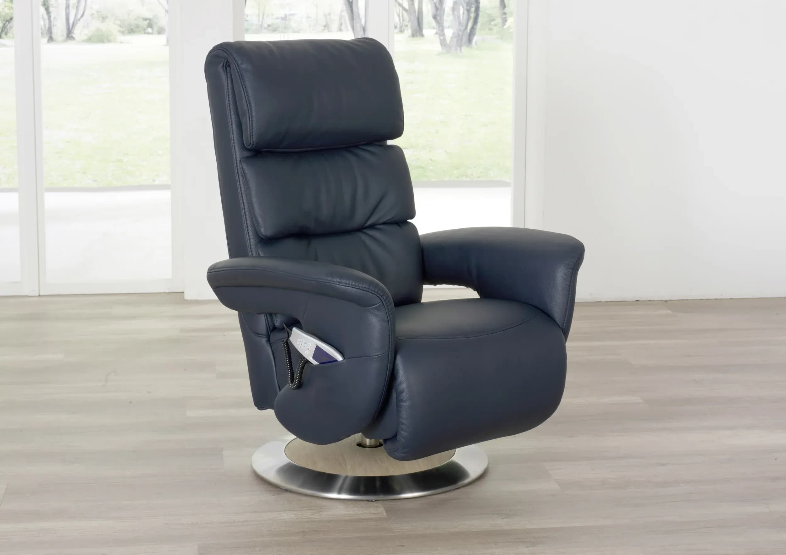 Fernsehsessel EM Hamm - Massagefunktion, Leder, Dunkelblau