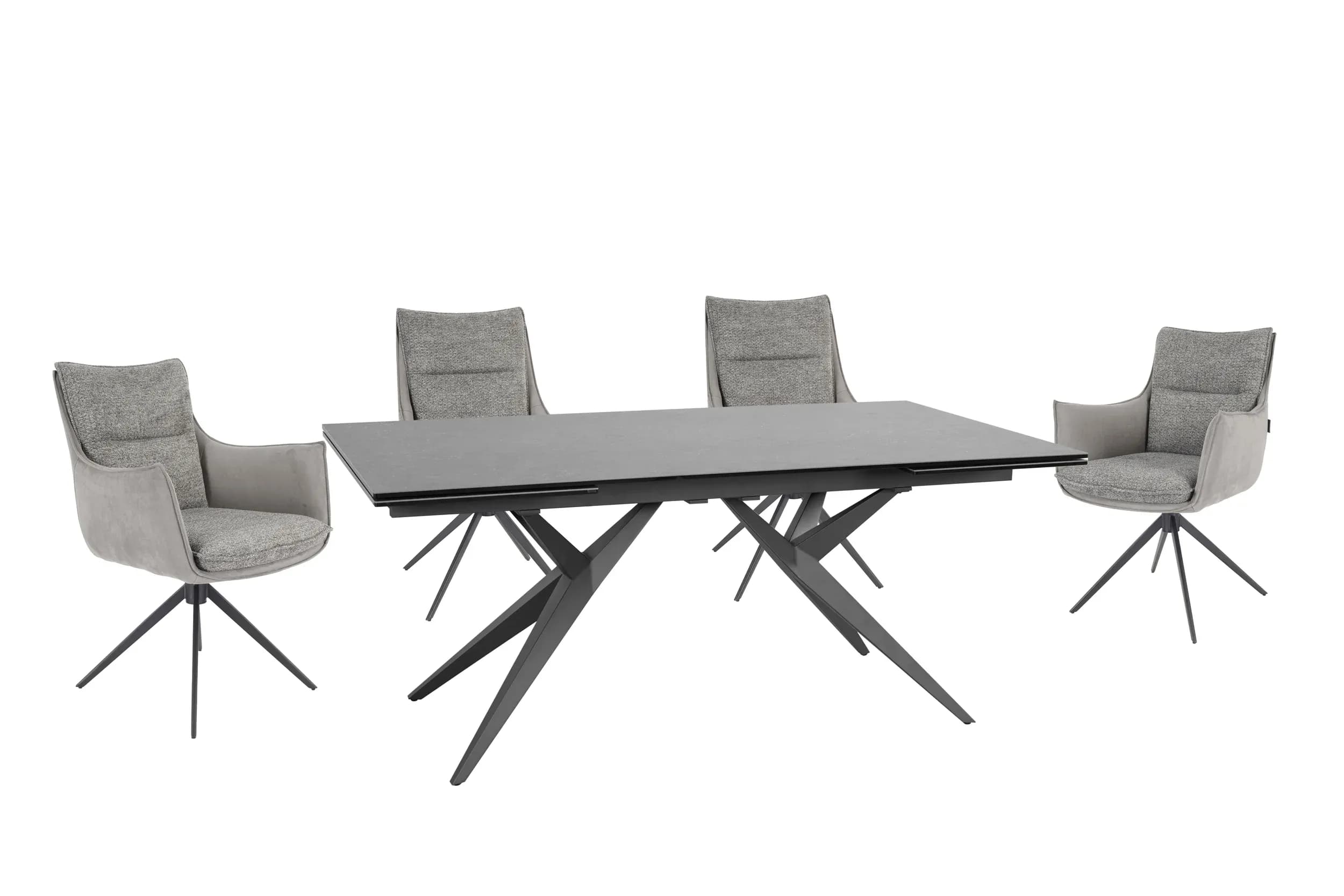 Esstisch MICHELA - ausziehbar, LB ca. 180x95 cm, Glaskeramik, Dunkelgrau