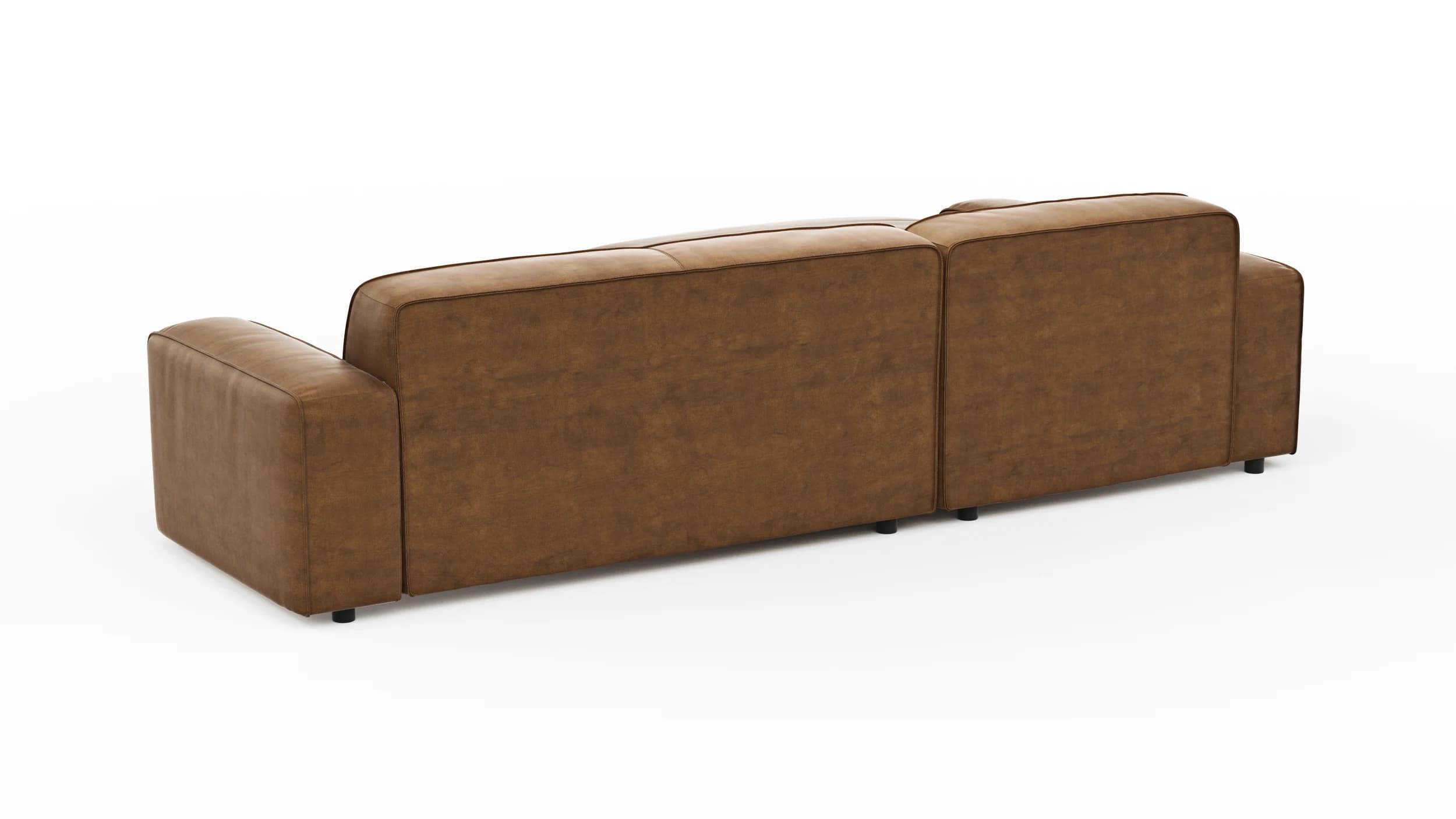 Ecksofa Denver - Longchair links mit 2,5-Sitzer, Stoff, Braun