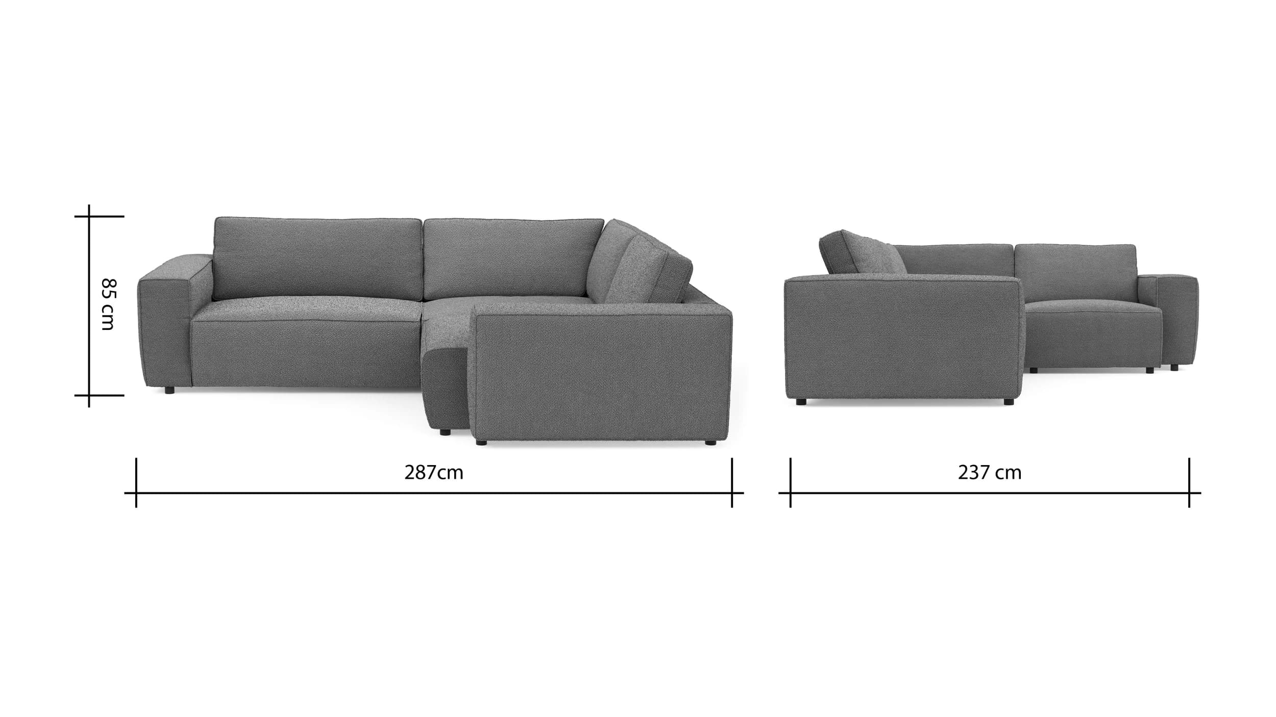 Ecksofa Lilaia - 2-Sitzer links, Ecke, 1,5-Sitzer Tief, Stoff, Creme
