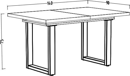 Esstisch - ausziehbar, LB ca. 140x90 cm, Weiß, Schwarz