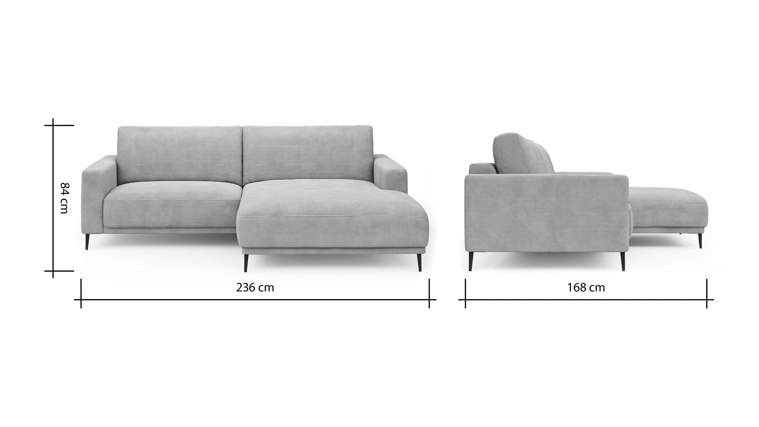 Ecksofa Solero 2.0 - 1,5-Sitzer mit Longchair rechts, Stoff, Olivgrün