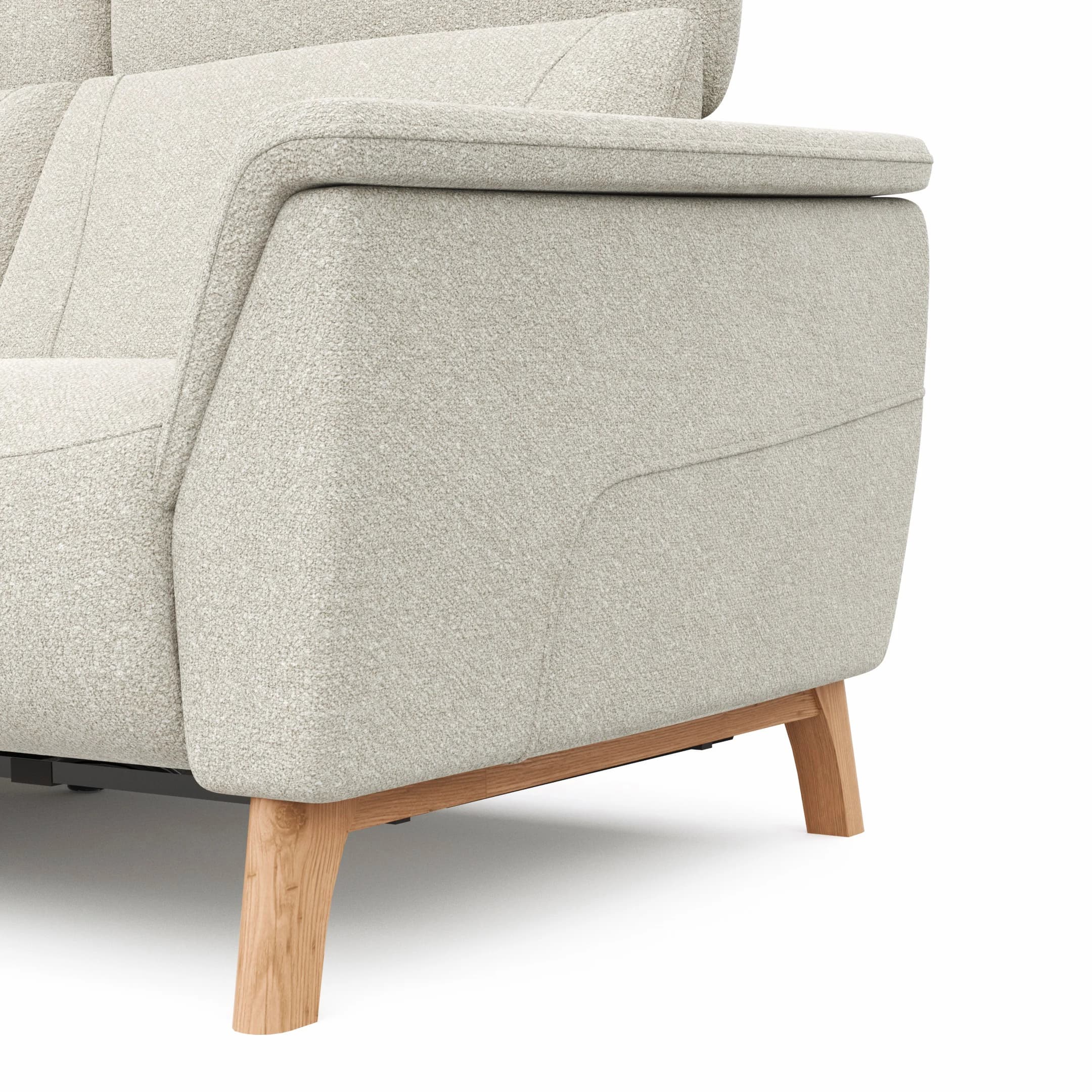 Ecksofa Nevin - Longchair links mit 2-Sitzer rechts, inkl. Relaxfunktion (motorisch) und Kopfpolsterverstellung, Stoff, Weiß