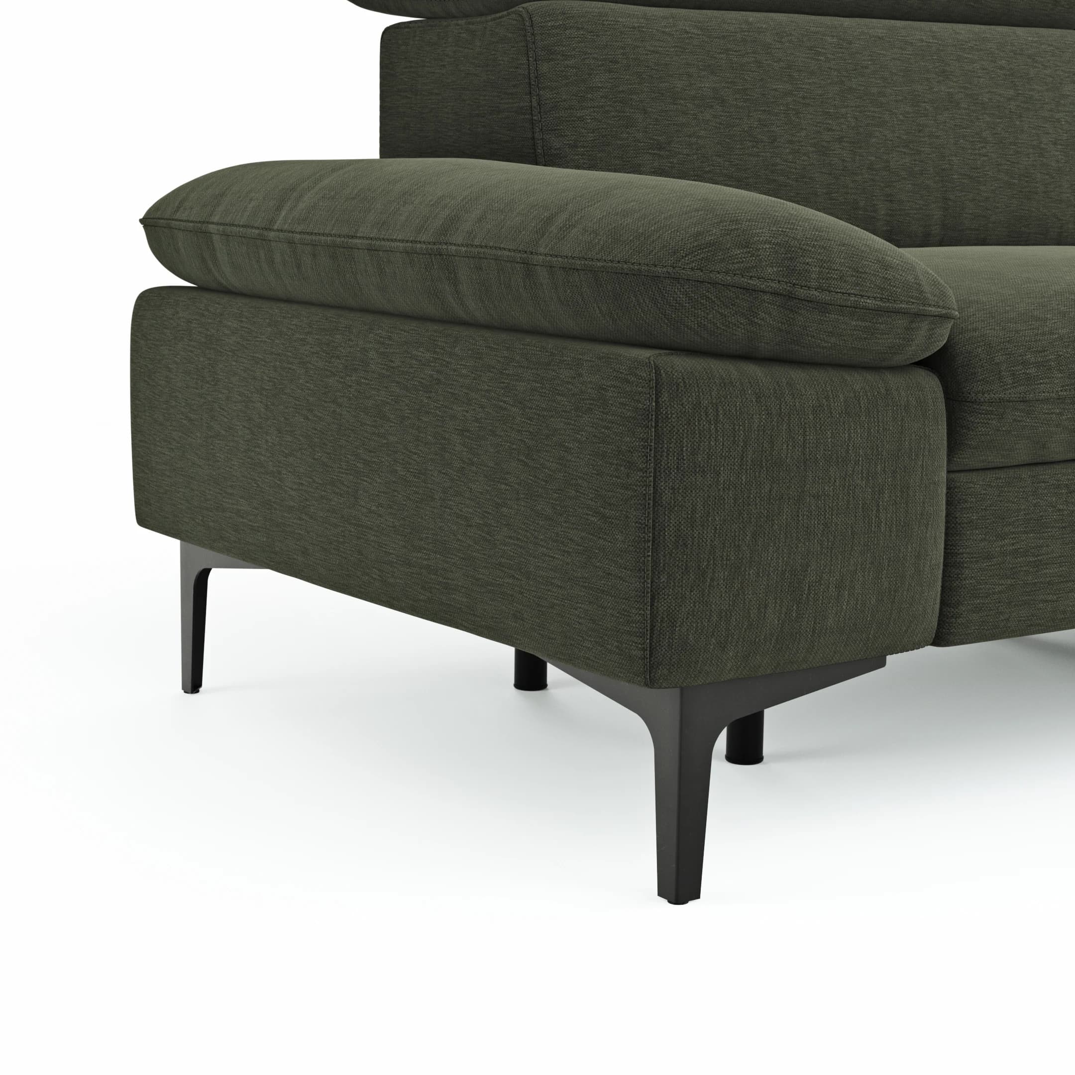 Sofa Felipa - 3-Sitzer inkl. Relaxfunktion (motorisch) und Kopfteil verstellbar, Stoff, Dunkelgrün