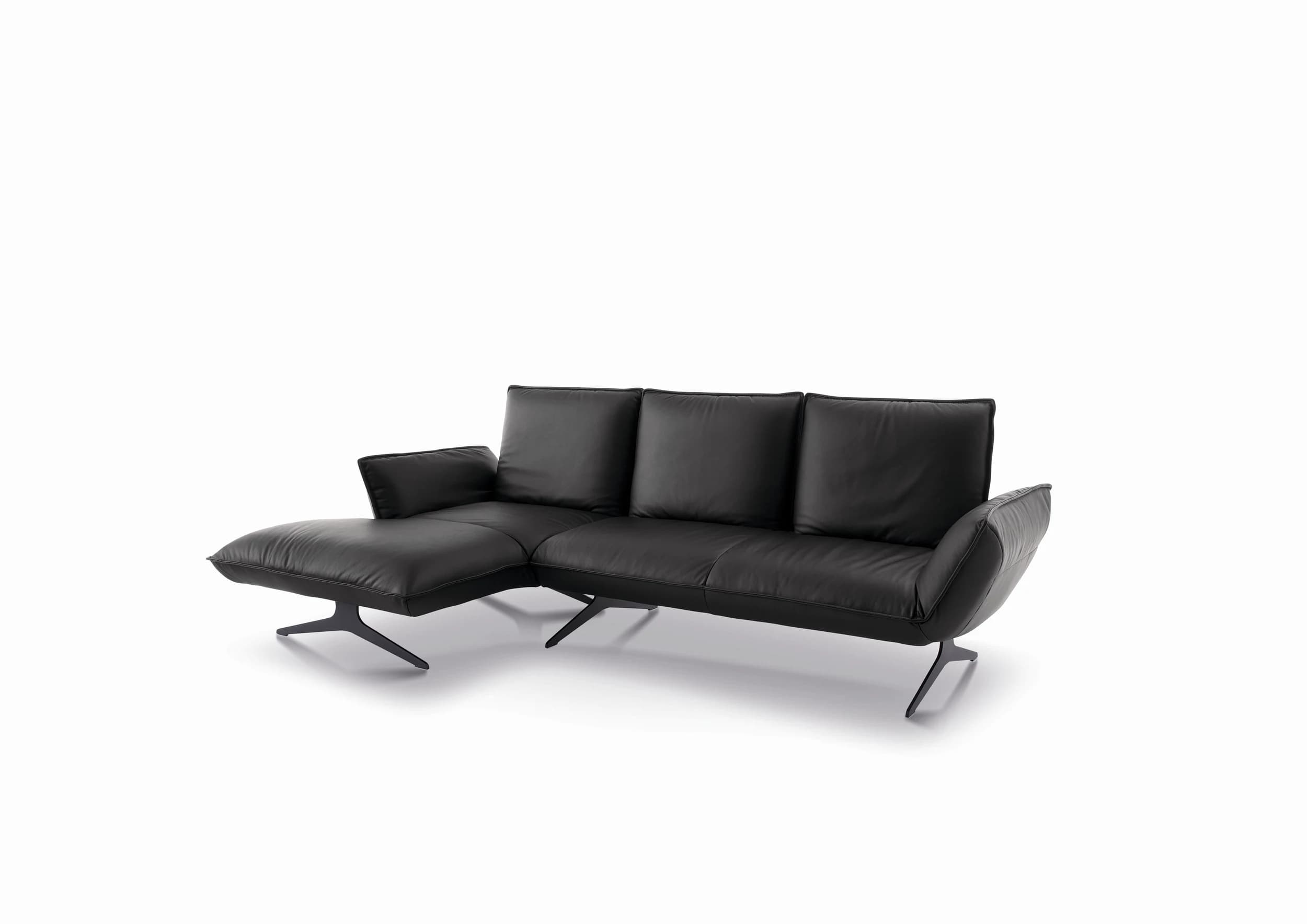 Ecksofa - Longchiar links mit 2-Sitzer, Rückenlehne/Armlehne verstellbar, Leder, Lava