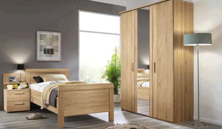 Drehtürenschrank - B. ca. 201 cm, mit Spiegeltüren, Asteiche Dekor