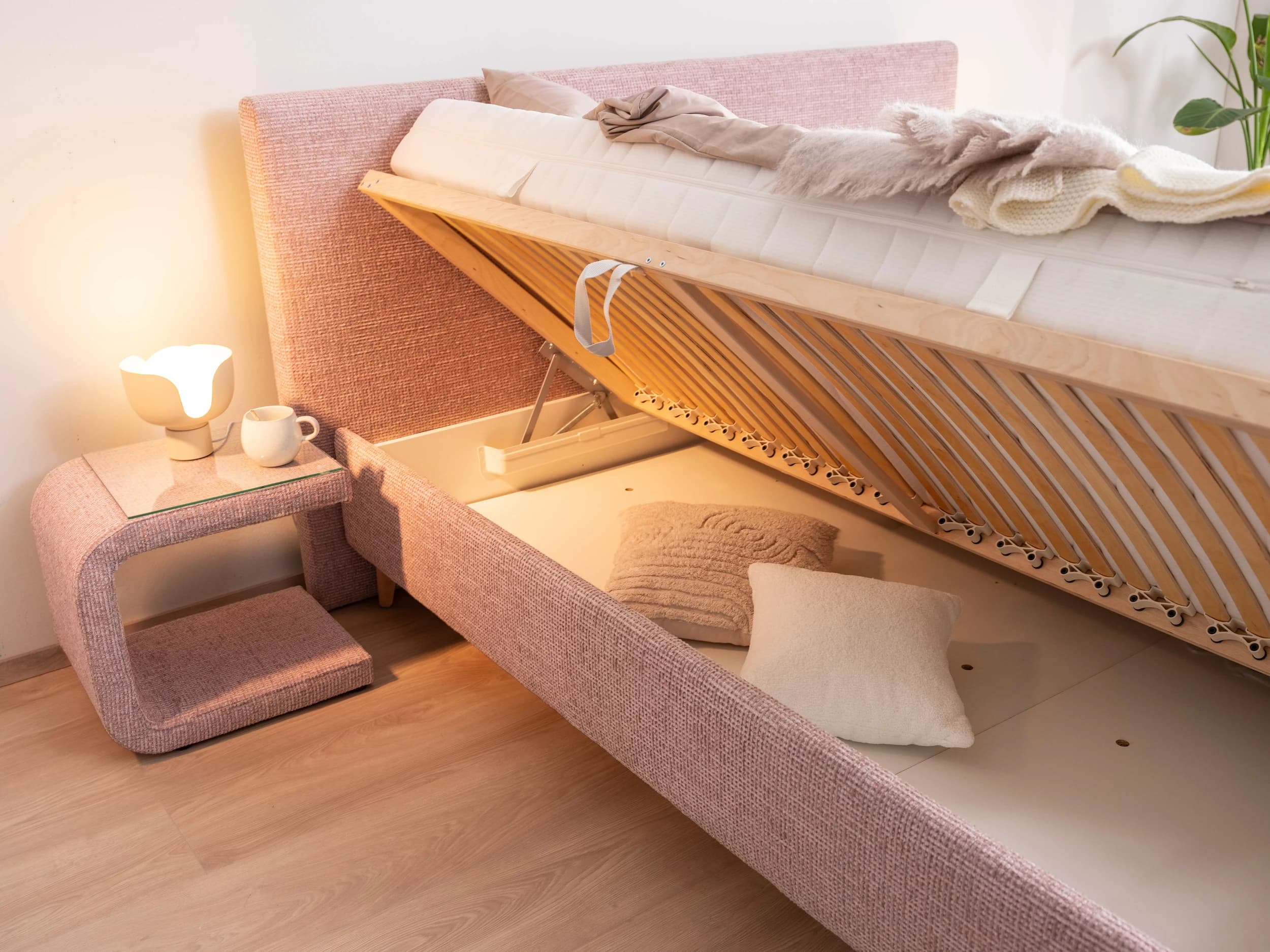 Boxspringbett EM Malo - Liegefläche ca. 120x200 cm, Stoff, braun