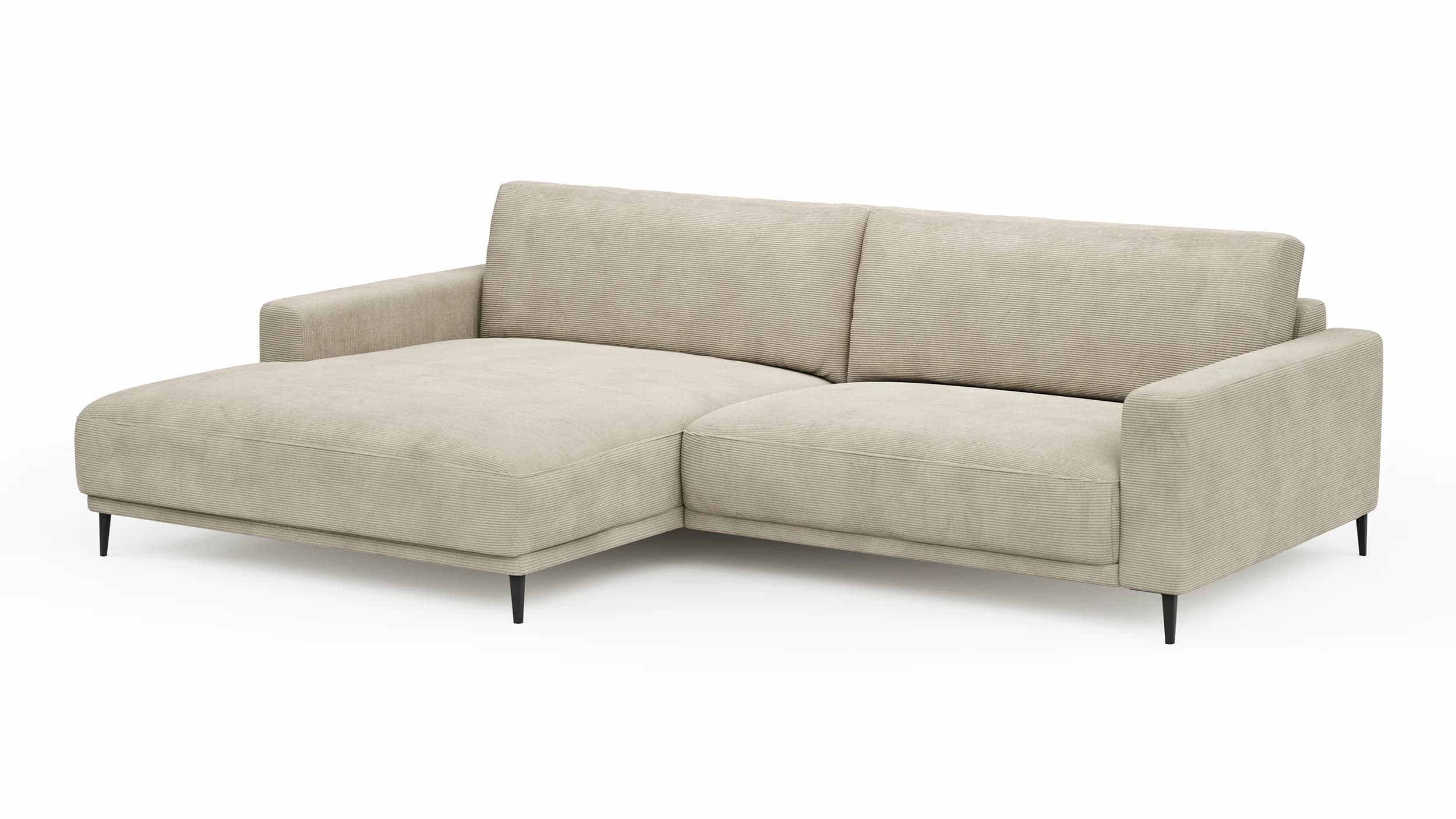 Ecksofa Solero 2.0 - Longchair groß mit 1,5-Sitzer rechts, Stoff, Sand