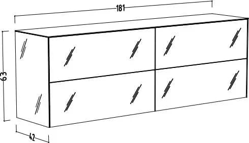 Lowboard - B ca. 181 cm, Weiß