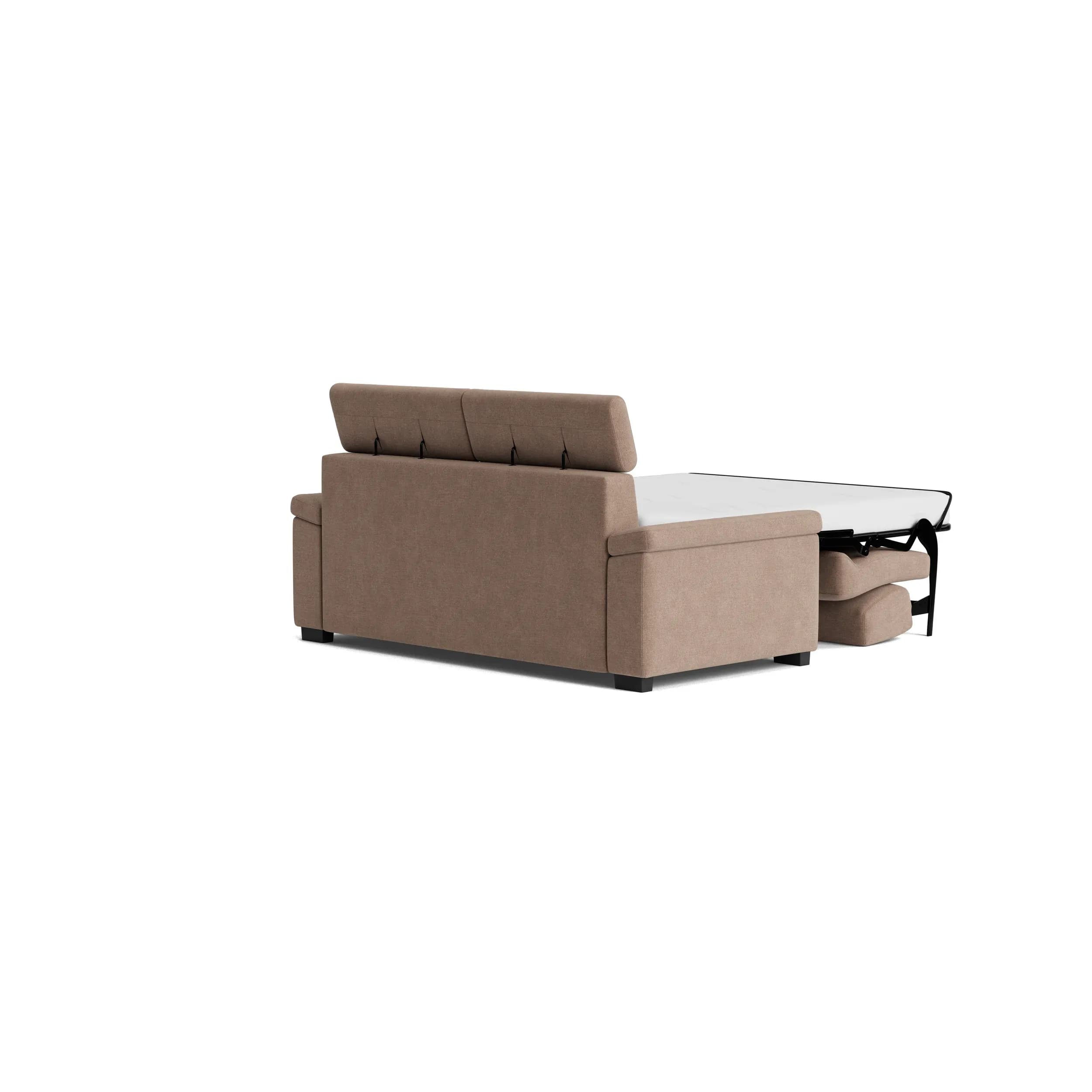 Sofa Lakeville 3 - inkl. Schlaffunktion und Kopfstütze verstellbar, Stoff, Haselnuss