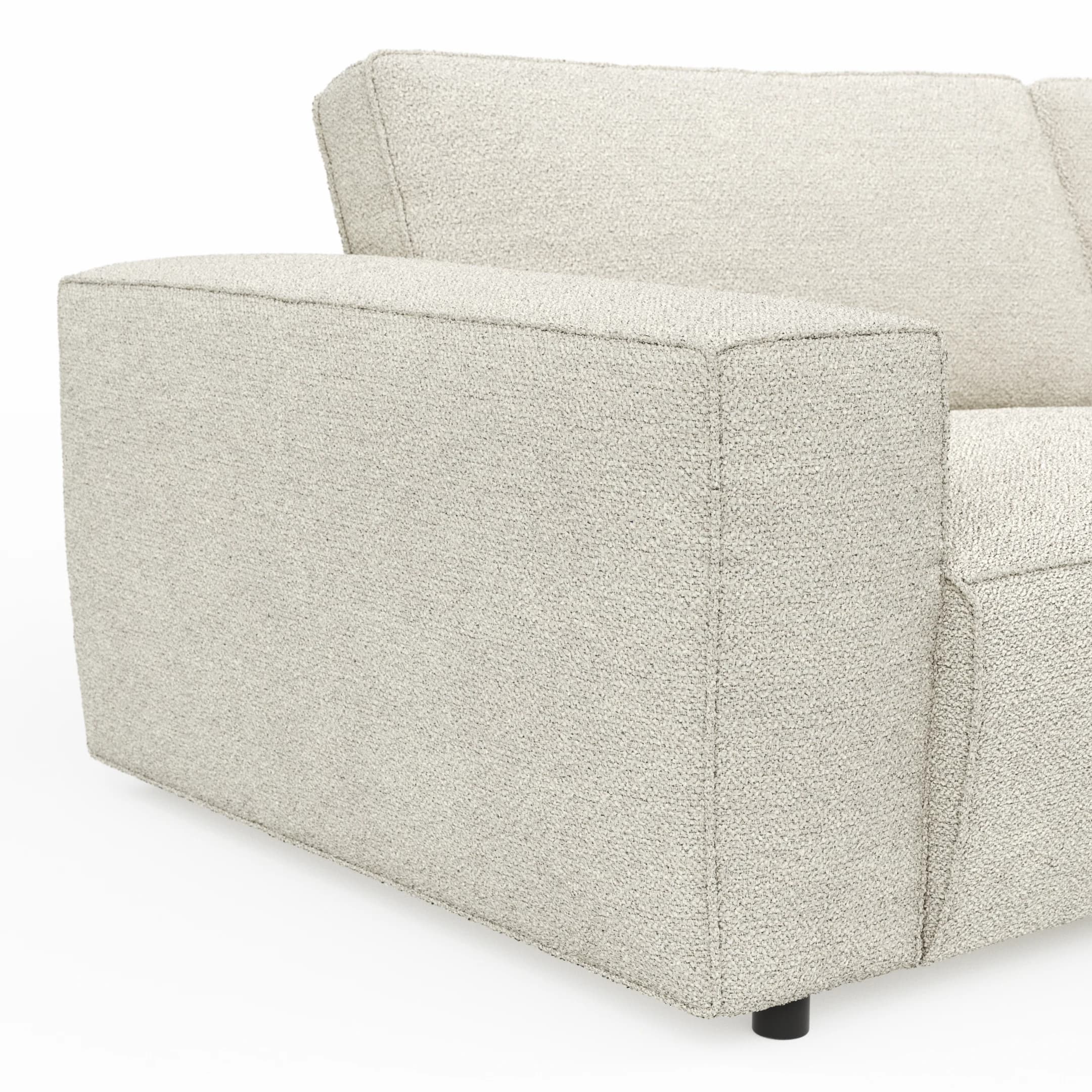 Ecksofa Lilaia - 1,5-Sitzer XL mit Chaise Longue XL rechts, Stoff, Creme