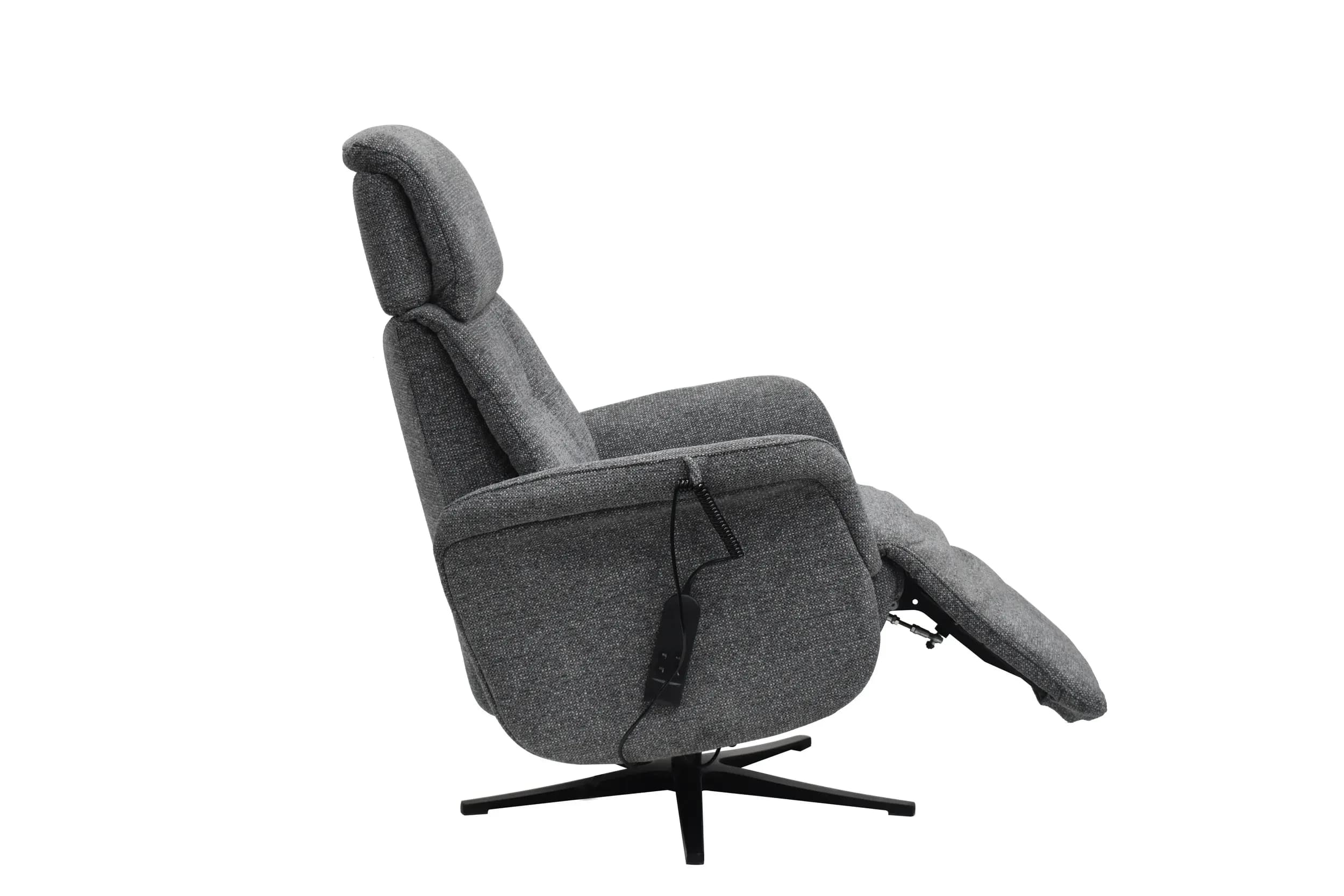 TV-Sessel MARLON - drehbar, Relaxfunktion, Kopfteilverstellung, Stoff, Graublau