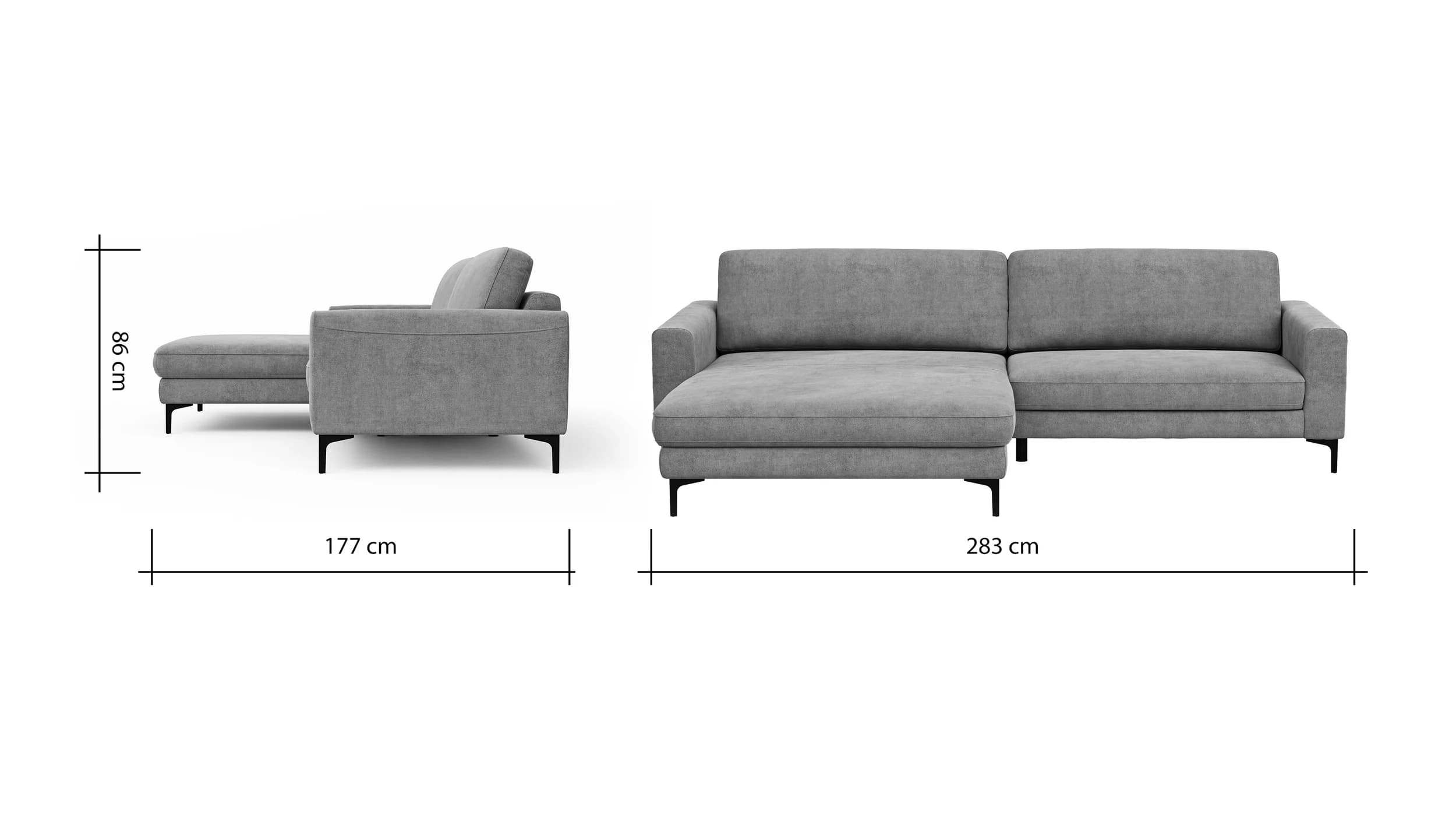 Ecksofa Oviedo - Longchair links mit 1,5-Sitzer, Stoff, Braungrün