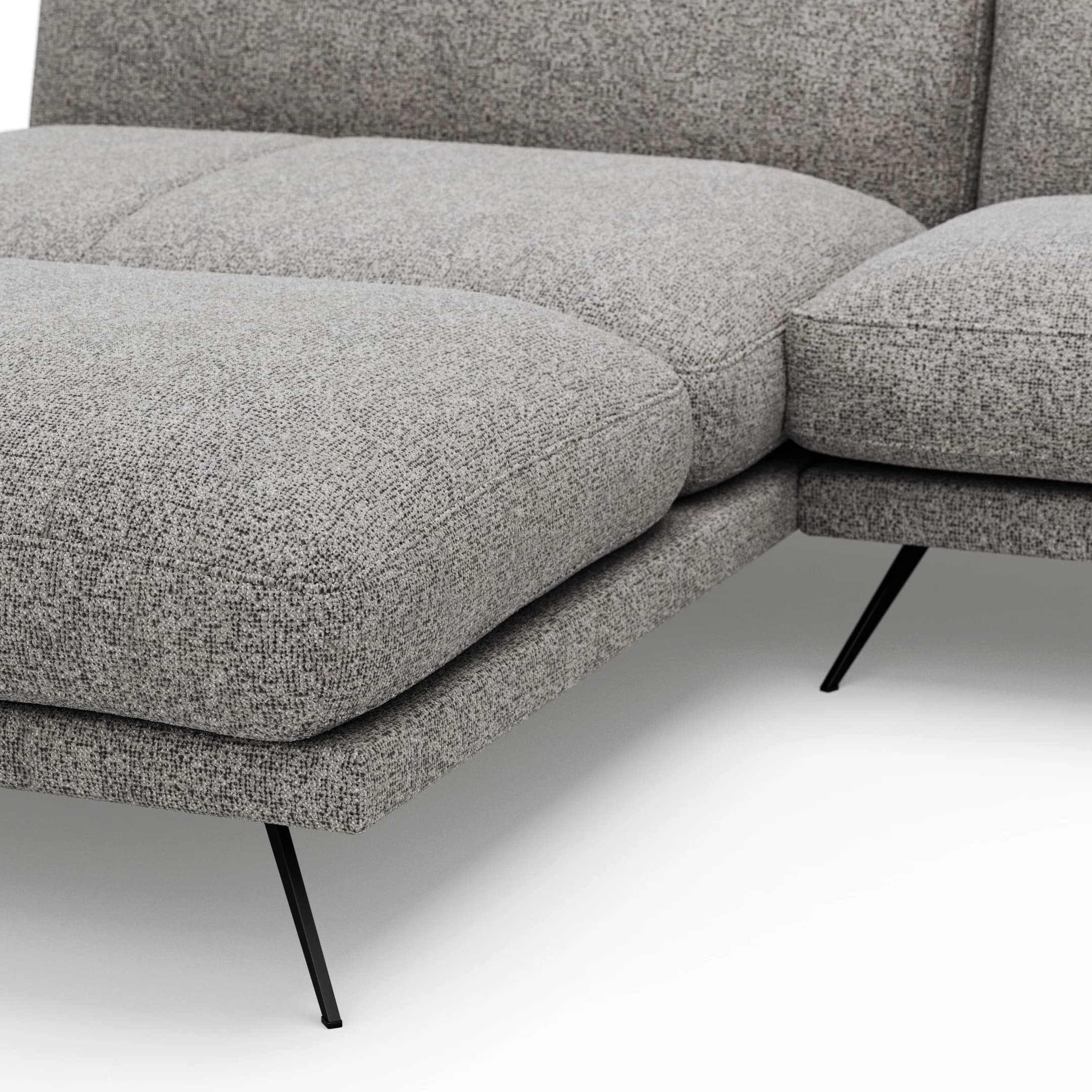 Ecksofa Valdemoro - Longchair mit 2,5-Sitzer rechts inkl. Rückenlehne verstellbar, Stoff, Grau