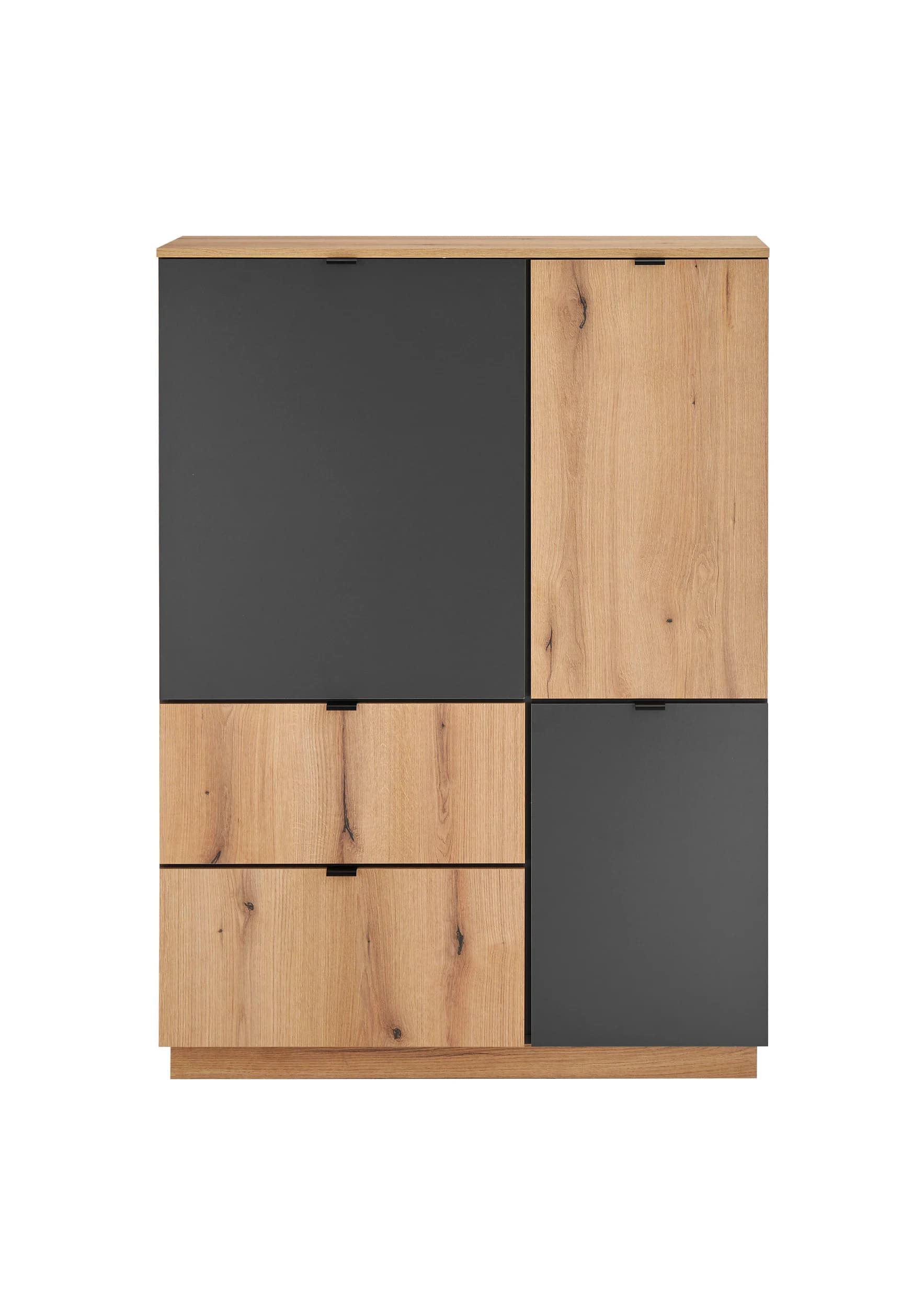 Highboard- Anthrazit, Eiche Dekor