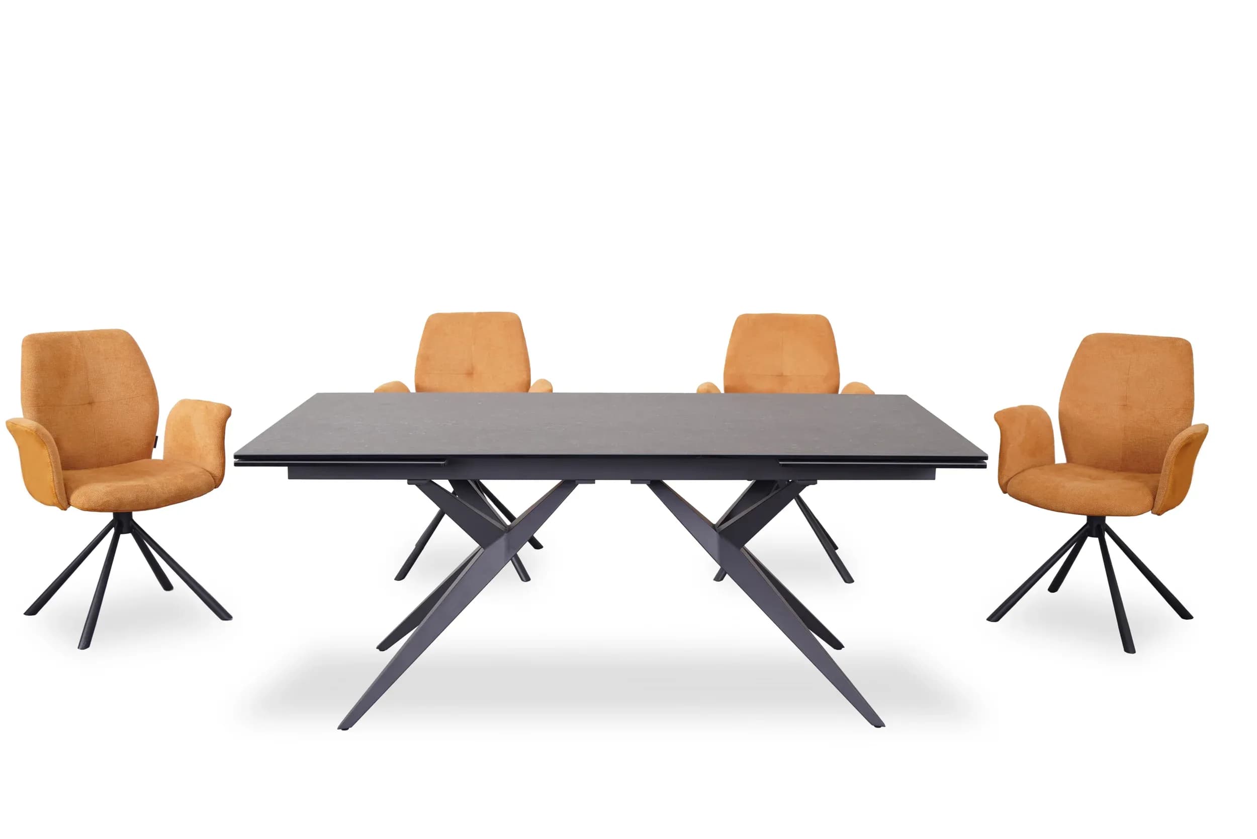 Esstisch MICHELA - ausziehbar, LB ca. 180x95 cm, Glaskeramik, Dunkelgrau