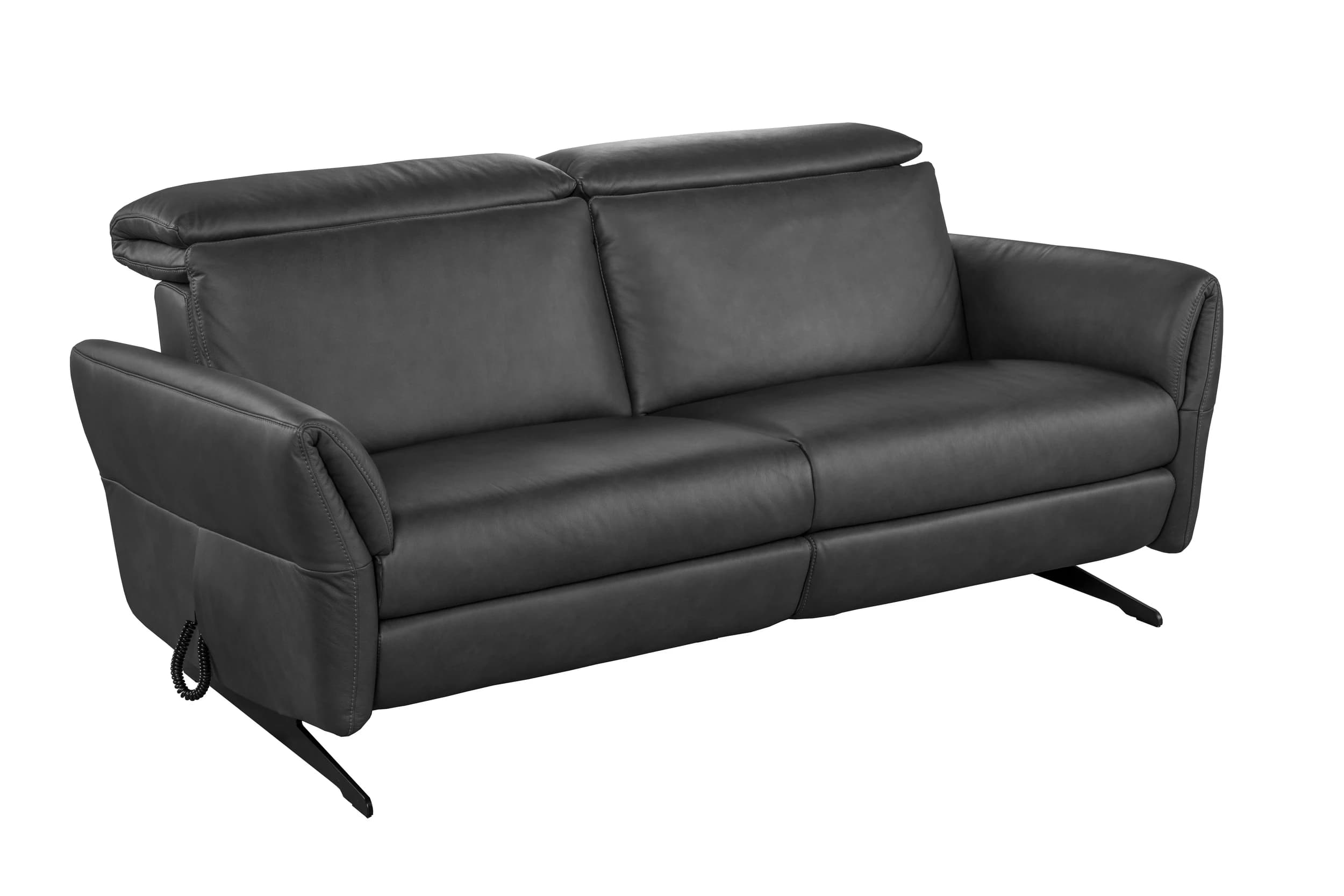 Sofa - 2-Sitzer, Relaxfunktion/Kopfteil verstellbar motorisch, Leder, Anthrazit