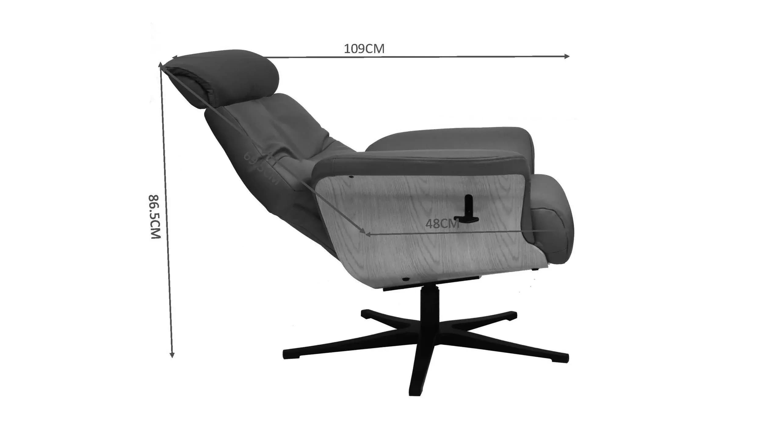 TV-Sessel MOANI mit Hocker - drehbar, Relaxfunktion, Kopfteilverstellung, Leder, Dunkelbraun