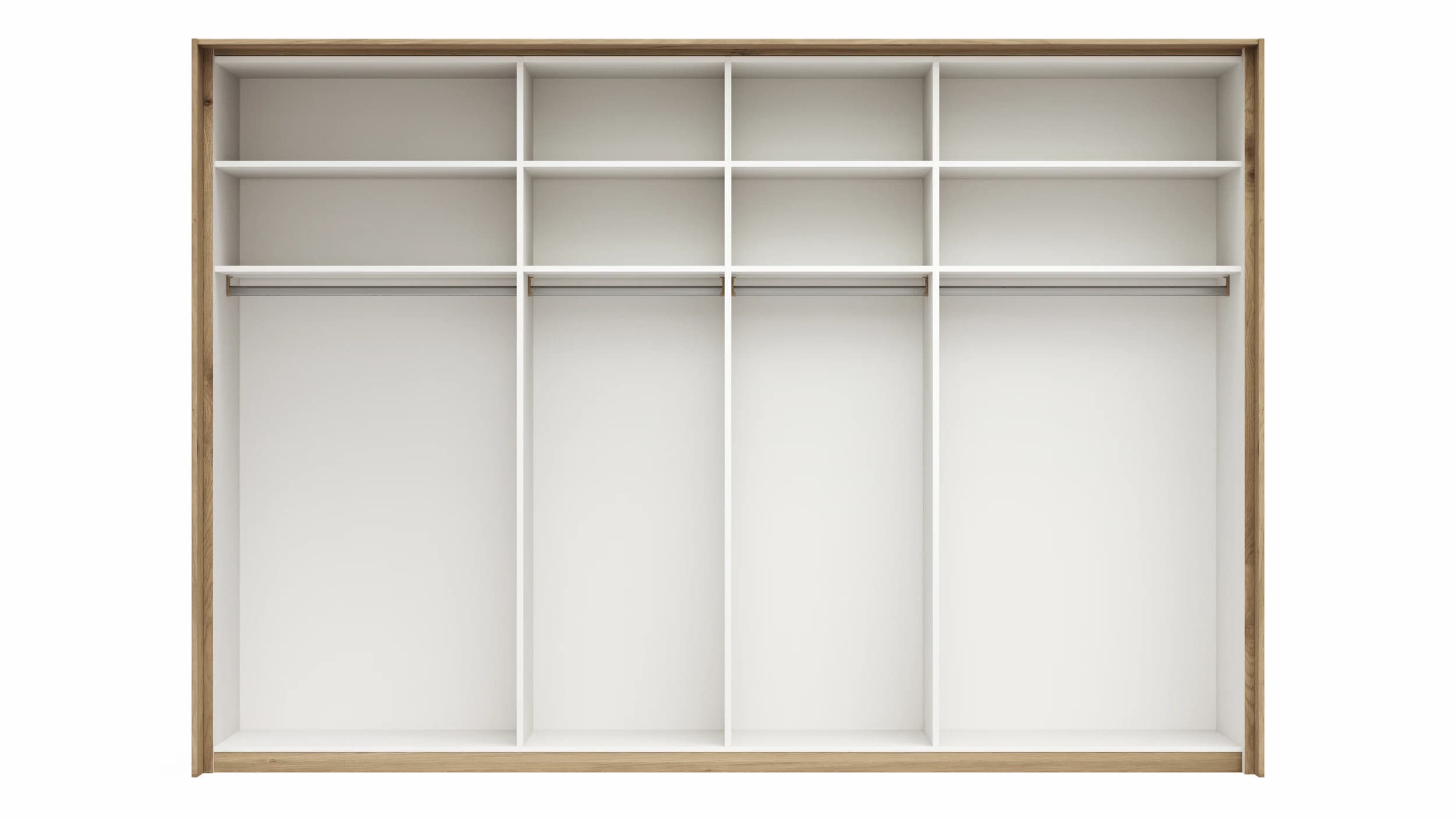Schwebetürenschrank Viana - B ca. 308 cm, Furnier, Balkeneiche, Hellgrau