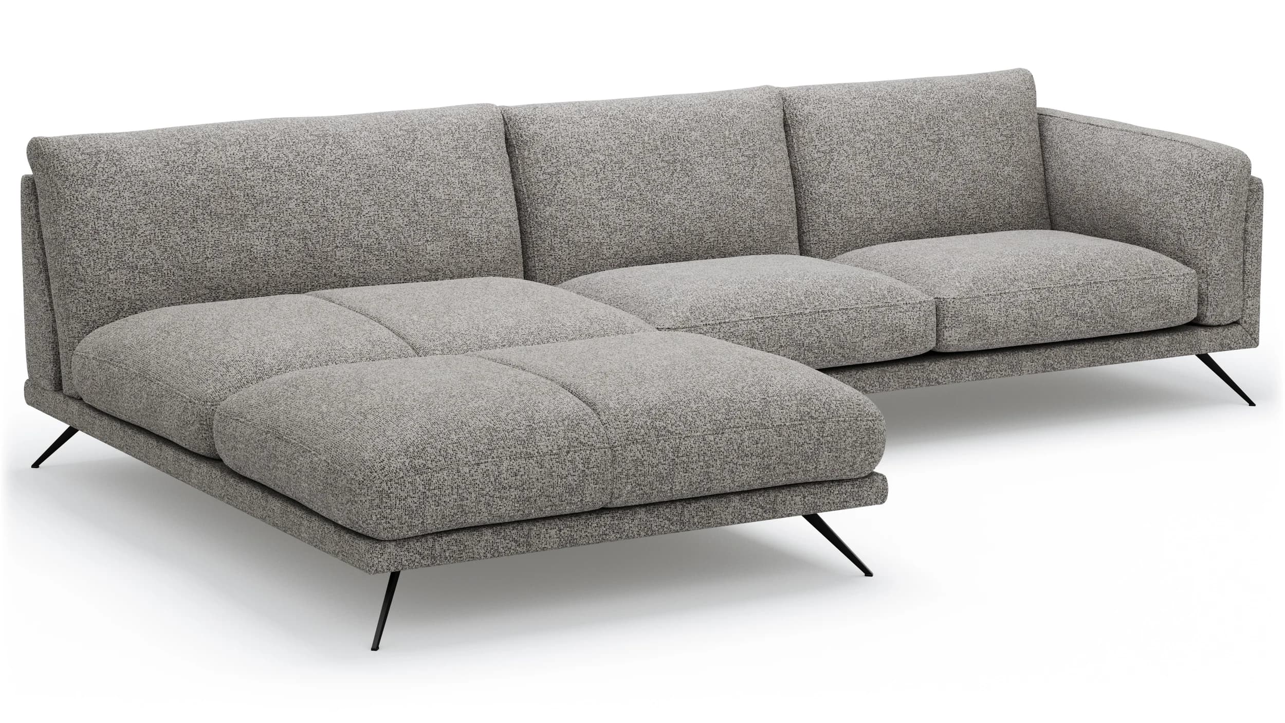 Ecksofa Valdemoro - Longchair mit 2,5-Sitzer rechts inkl. Rückenlehne verstellbar, Stoff, Grau