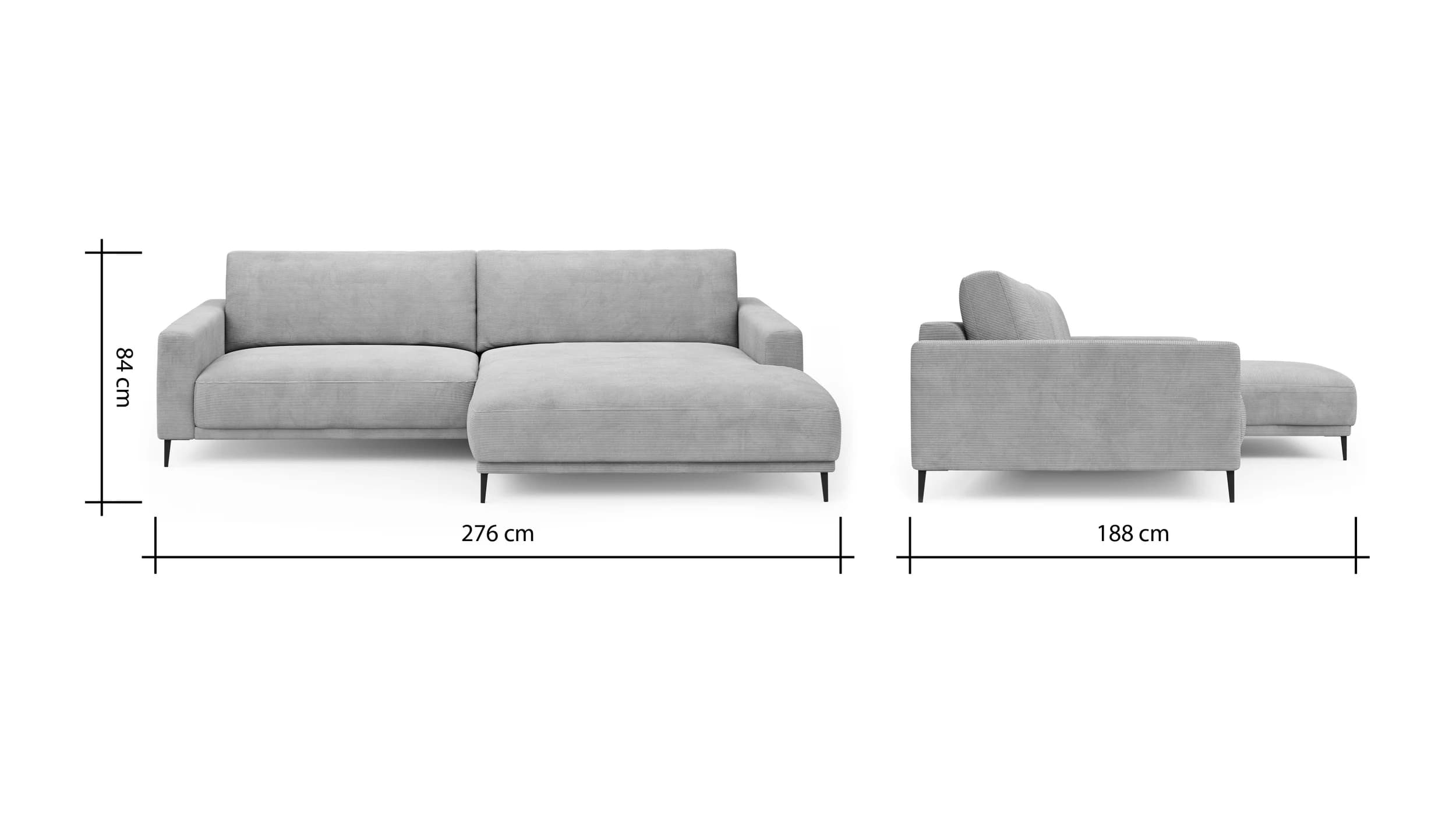 Ecksofa Solero 2.0 - 1,5-Sitzer mit Longchair groß rechts, Stoff, Sand