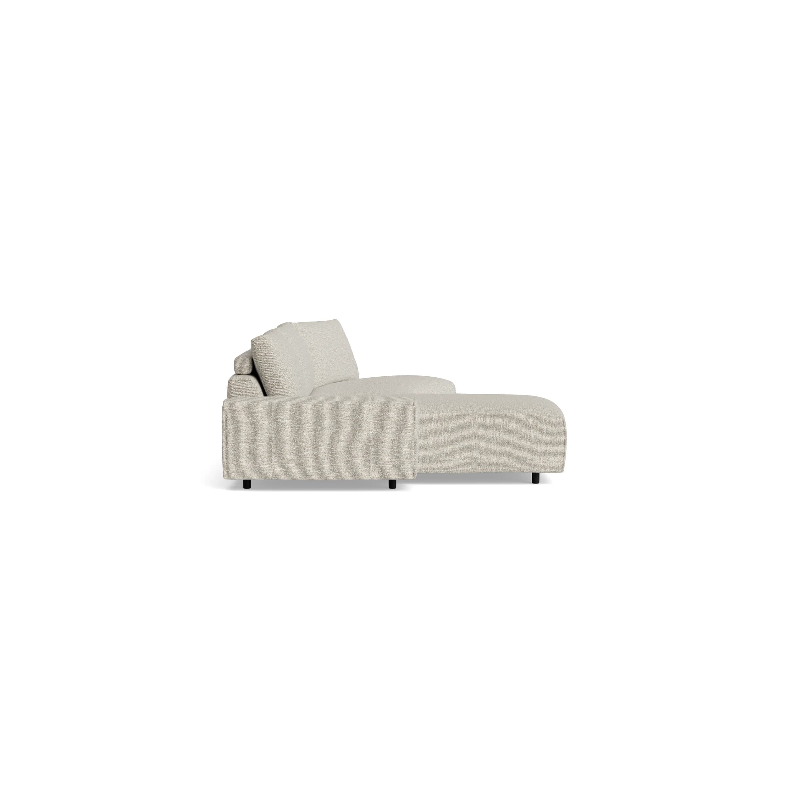 Ecksofa Serava Plus - Longchair links, Trapezelement, 1-Sitzer mit Anbauhocker, Stoff, Sand
