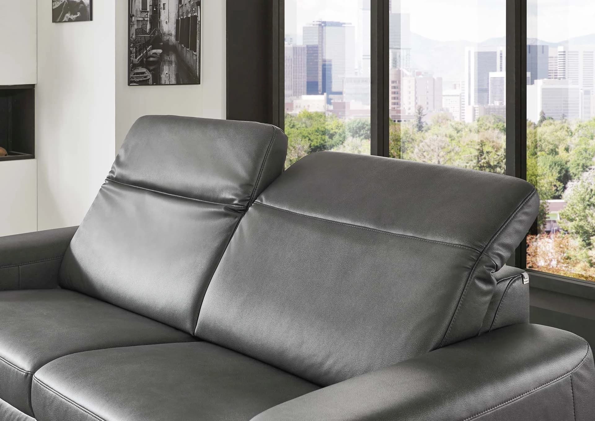 Sofa - 2,5-Sitzer, Kopfteil verstellbar, Stoff, Graphit