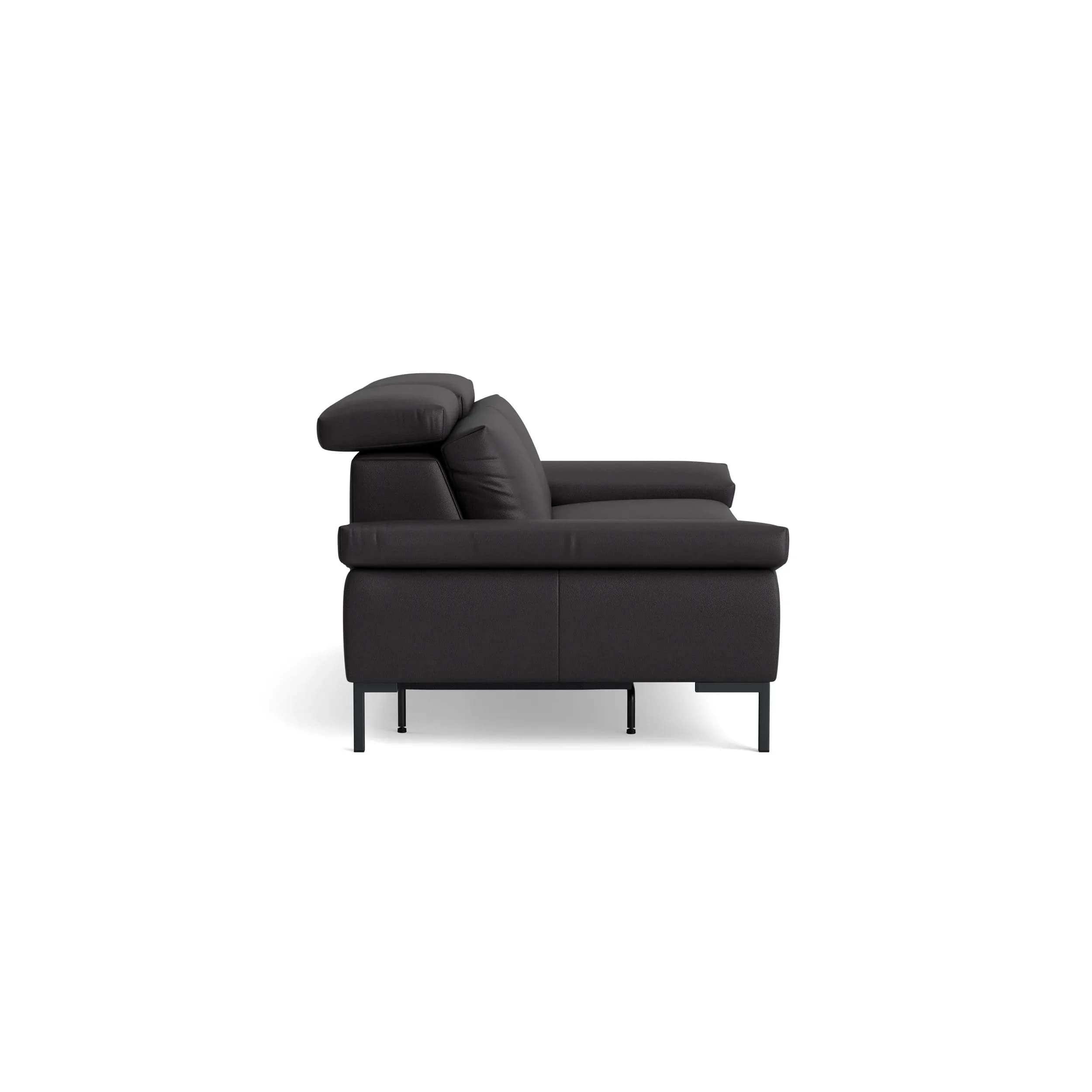 Sofa Braska - 3-Sitzer, inkl. Relaxfunktion (motorisch), Kopfstütze/Armlehne verstellbar, Leder, Anthrazit