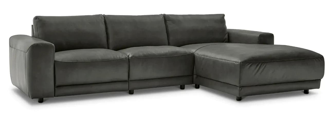 Ecksofa Balok - 2,5-Sitzer mit Longchair groß rechts, Stoff, Anthrazit