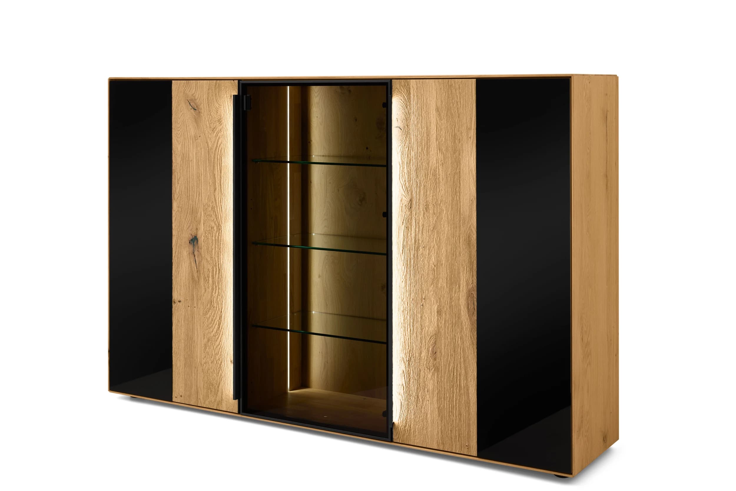 Highboard mit Beleuchtung - Asteiche massiv