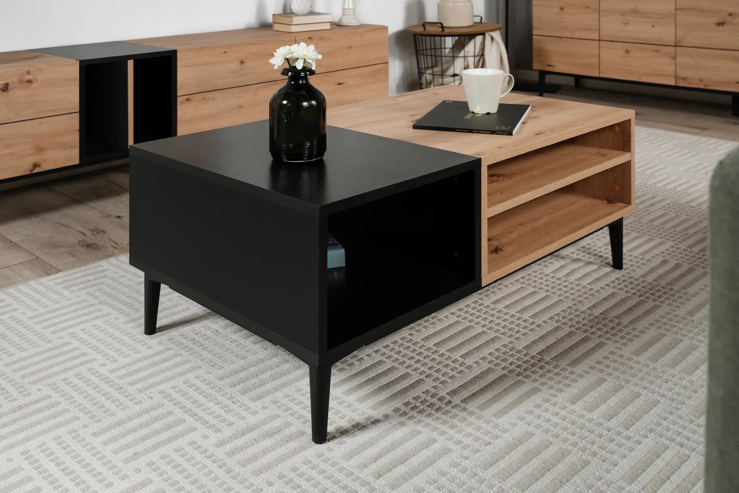 Couchtisch- LB ca. 100x55 cm, Vintage Dekor, Schwarz