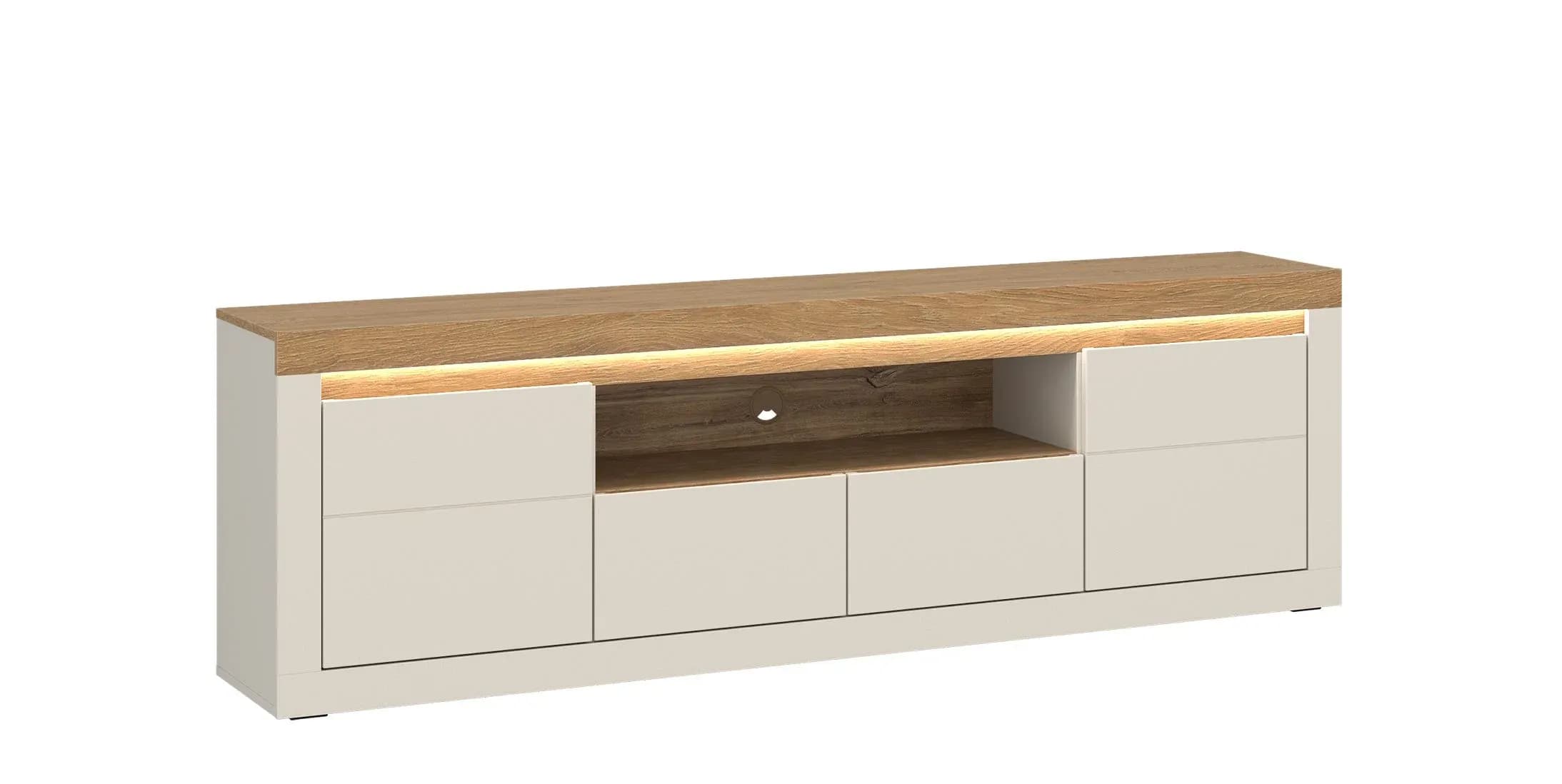 TV-Lowboard - mit Beleuchtung, B ca. 194 cm, Kaschmir, Stone Eiche Nachbildung