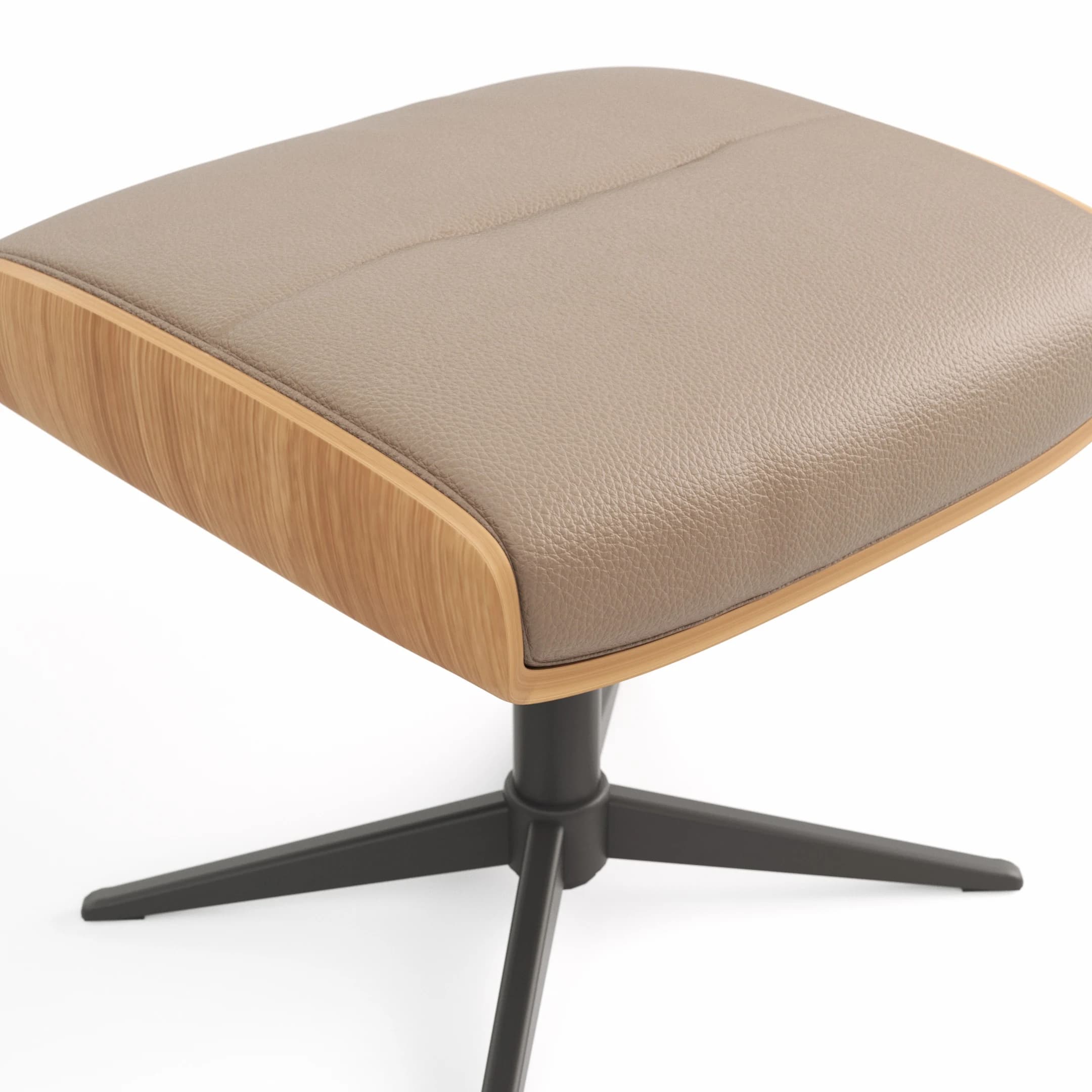 Hocker Amila - Größe M, Leder, Rauchbraun