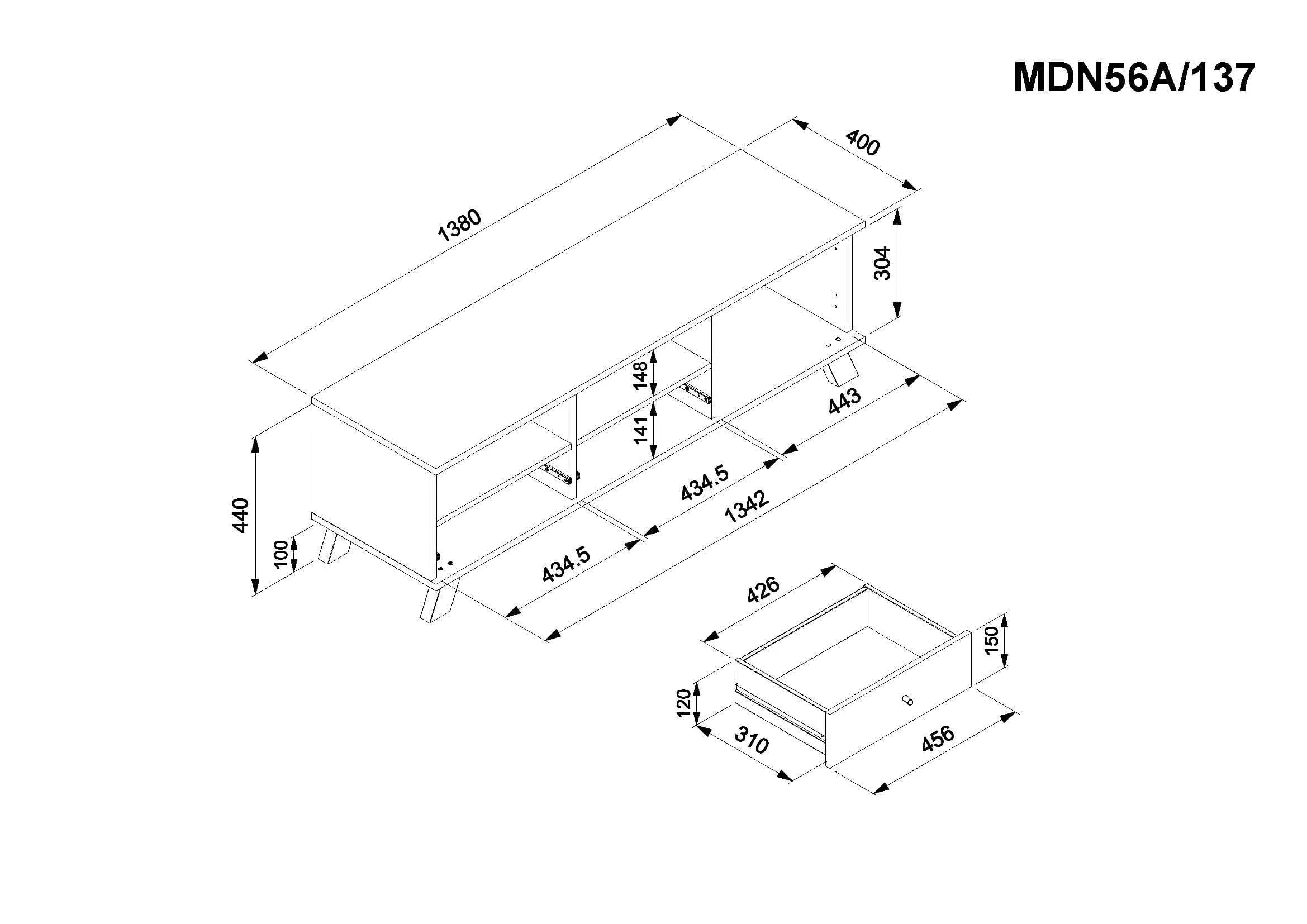 TV-Board- Eiche Dekor, Anthrazit