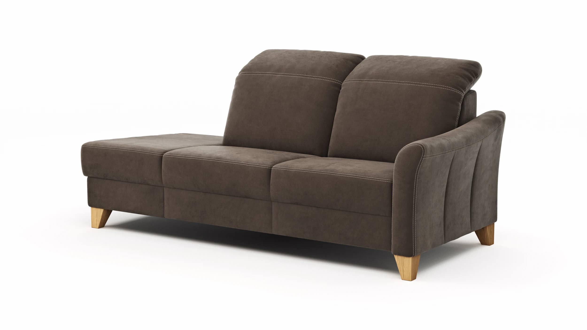 Sofa Canterbury - Recamiere rechts, inkl. Kopfteil verstellbar und Sitzvorzug (motorisch), Stoff, Dunkelbraun